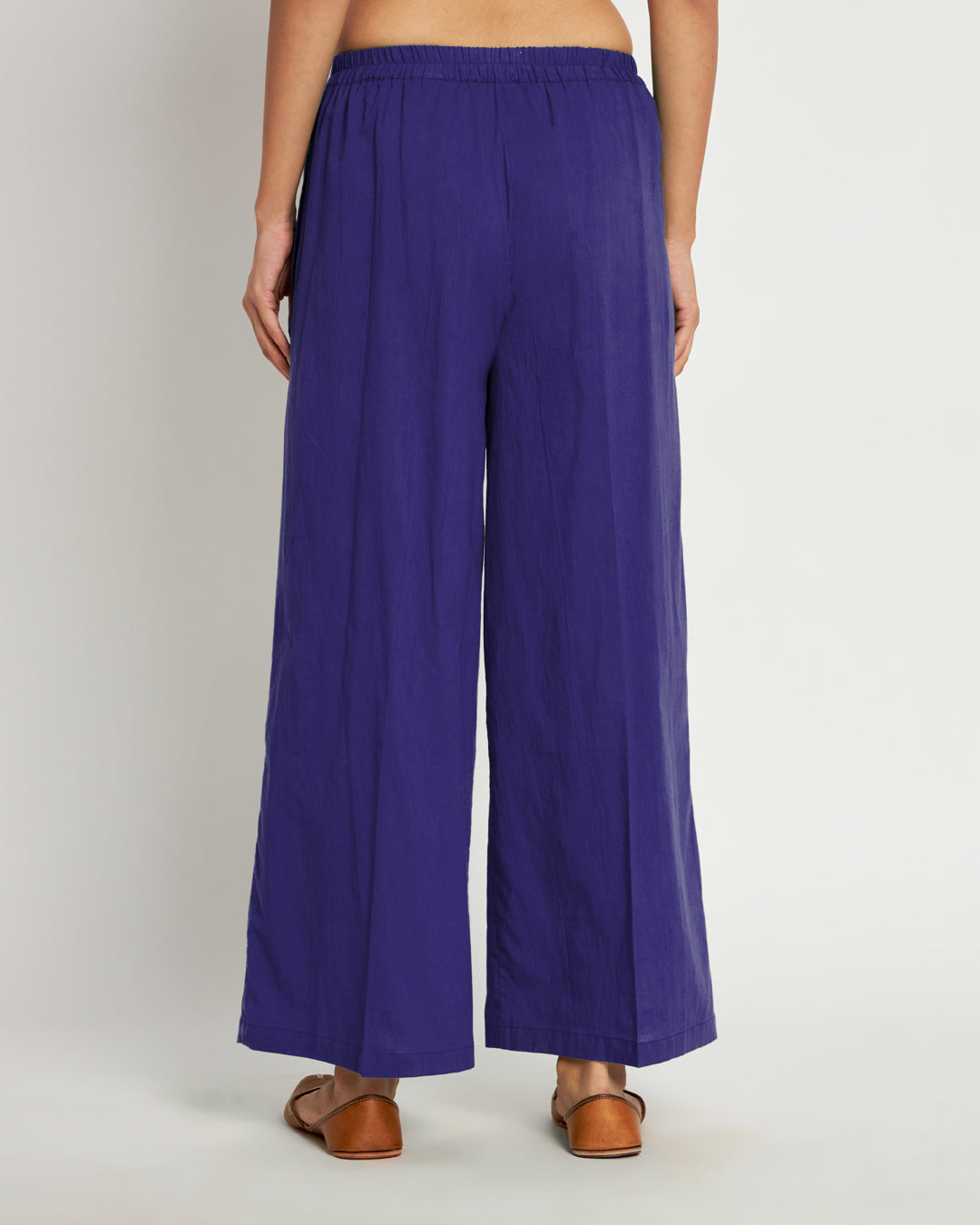 Combo: Beige & Aurora Purple Wide Pants- Set Of 2