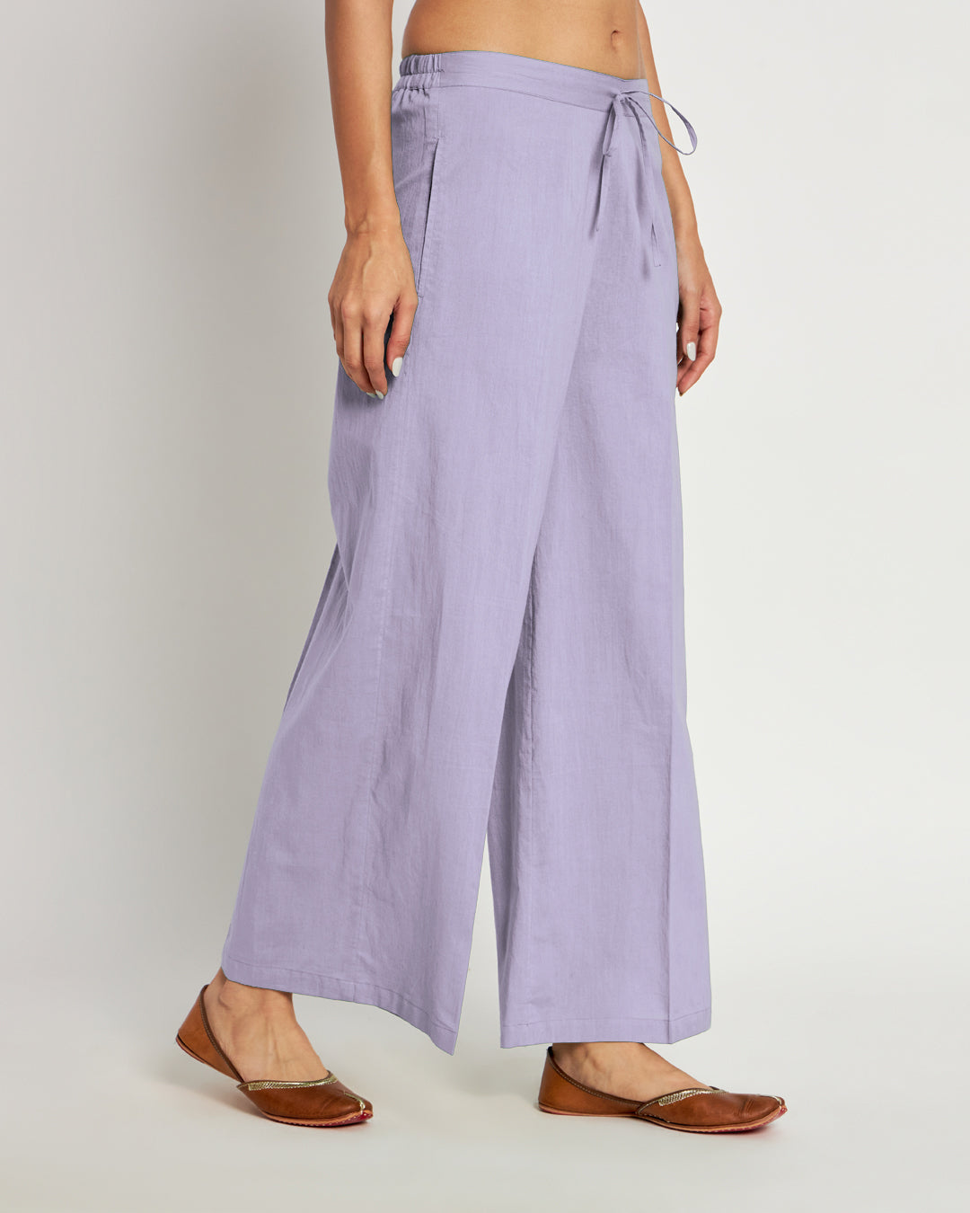 Combo: Russet Red & Lilac Wide Pants- Set Of 2