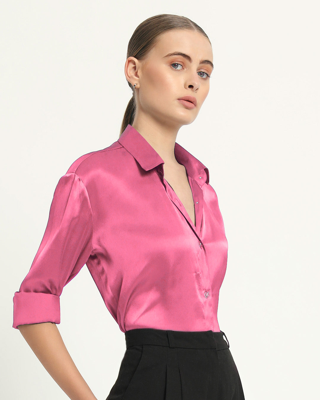 Satin Effect Classic French Rose Shirt