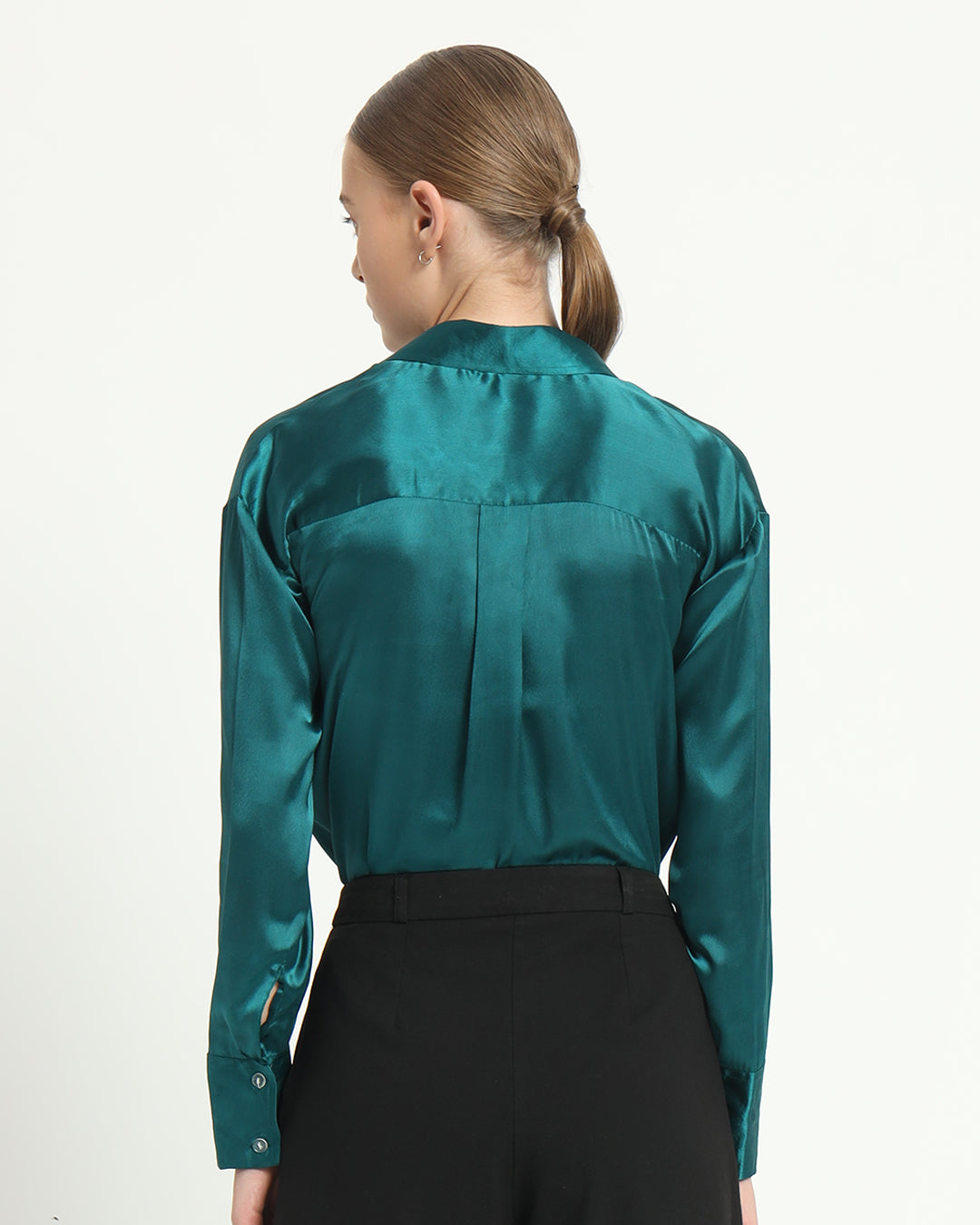 Satin Tailored Collar Deep Teal Shirt