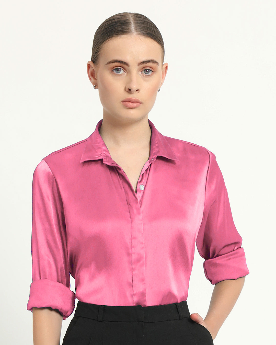 Satin Effect Formal French Rose Shirt