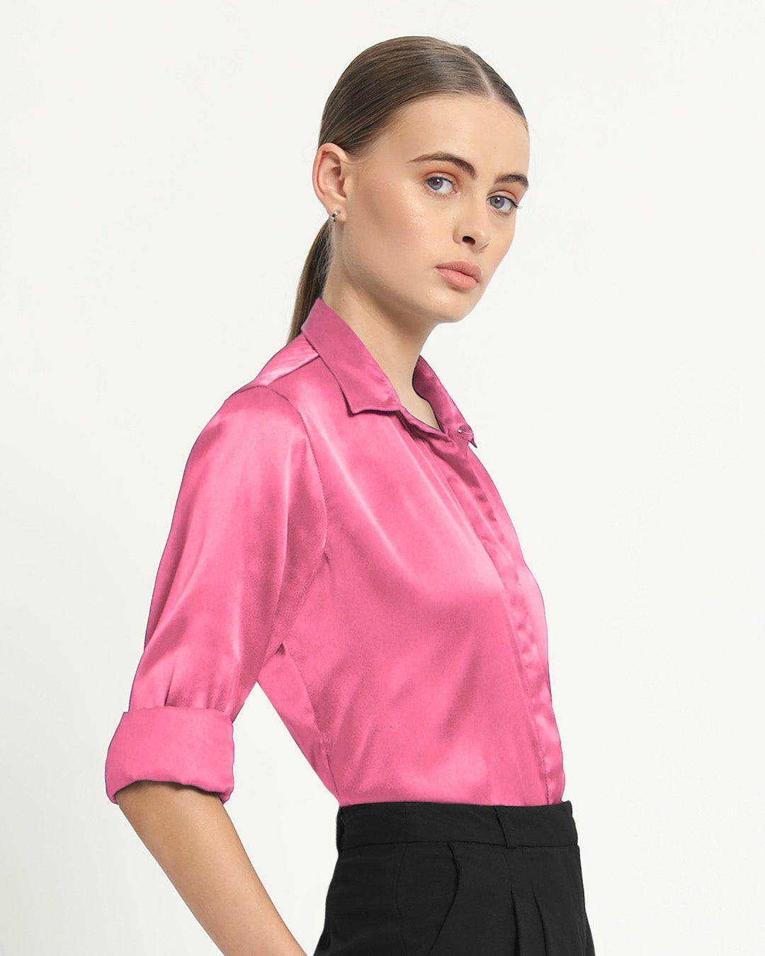 Satin Effect Formal French Rose Shirt