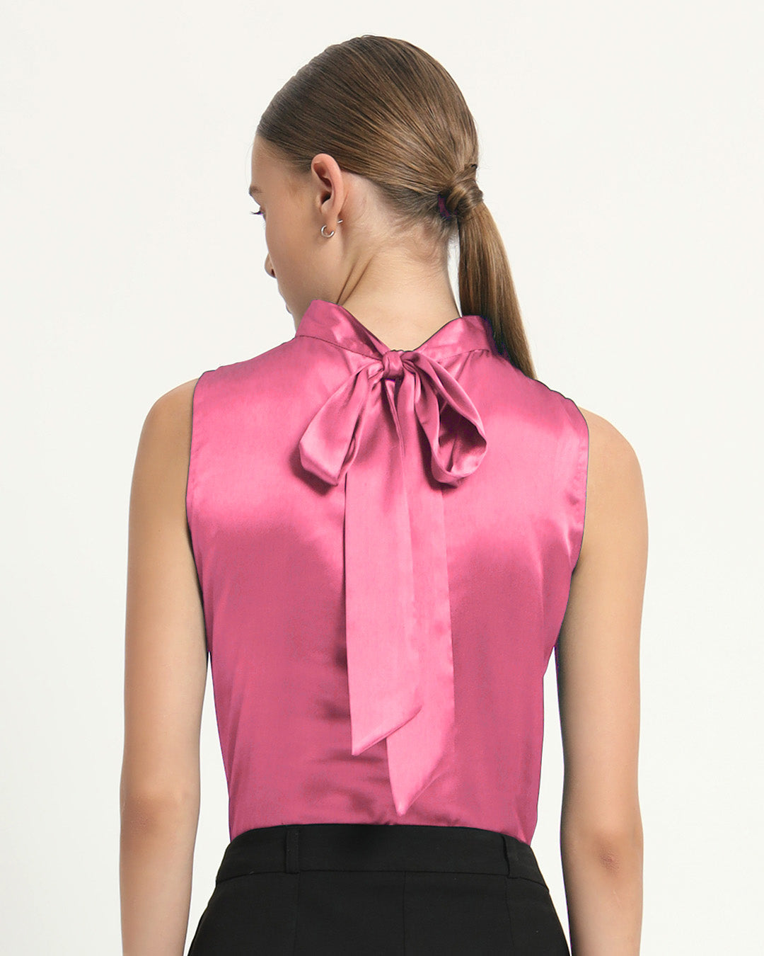 Satin High Collar French Rose Top