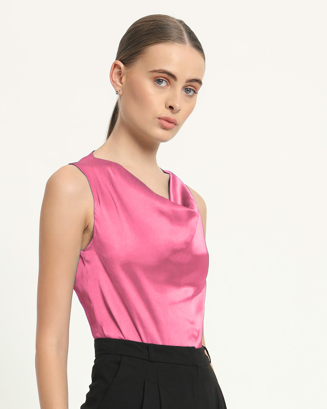 Satin Drapped Effect French Rose Top