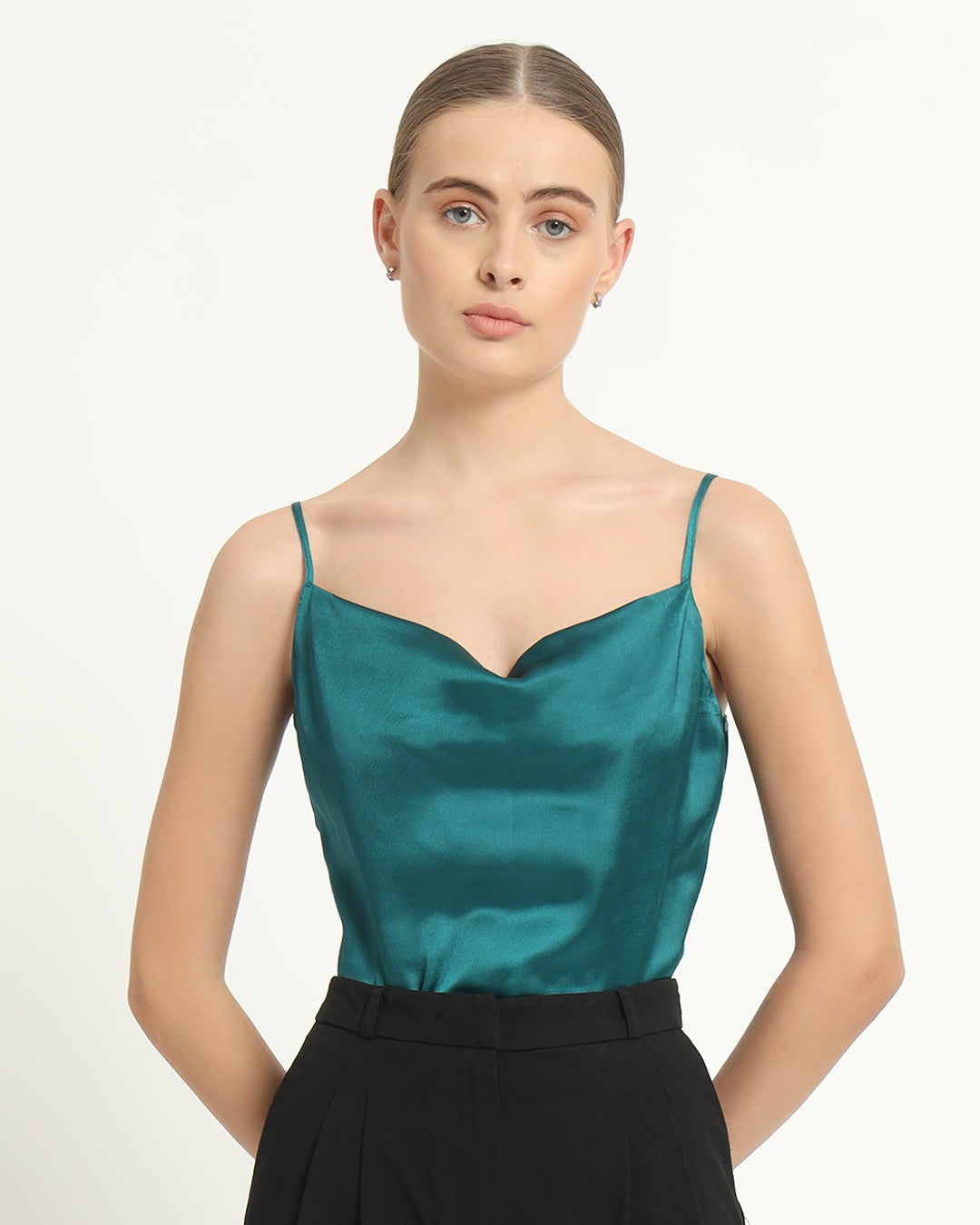 Satin Cowled Deep Teal Camisole