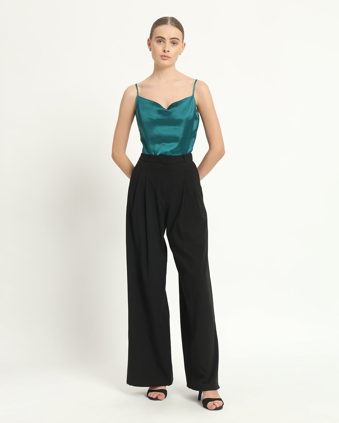 Satin Cowled Deep Teal Camisole