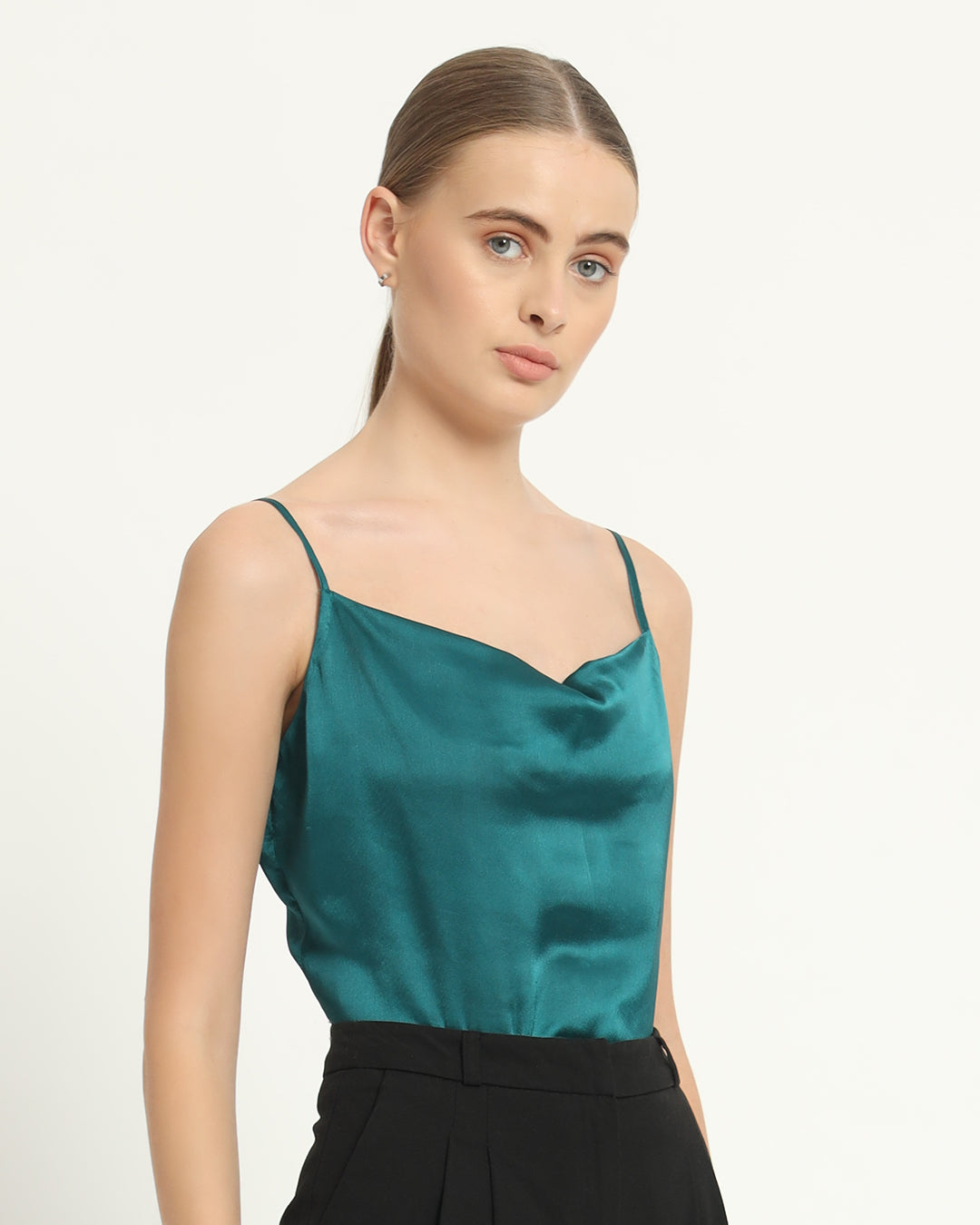 Satin Cowled Deep Teal Camisole