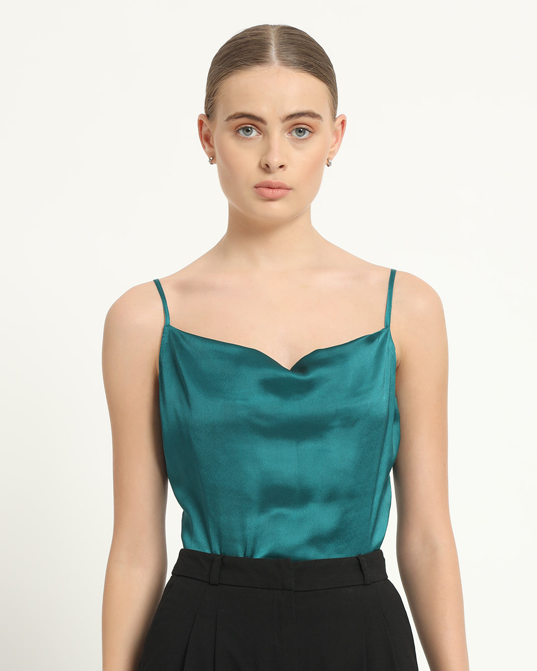 Satin Cowled Deep Teal Camisole