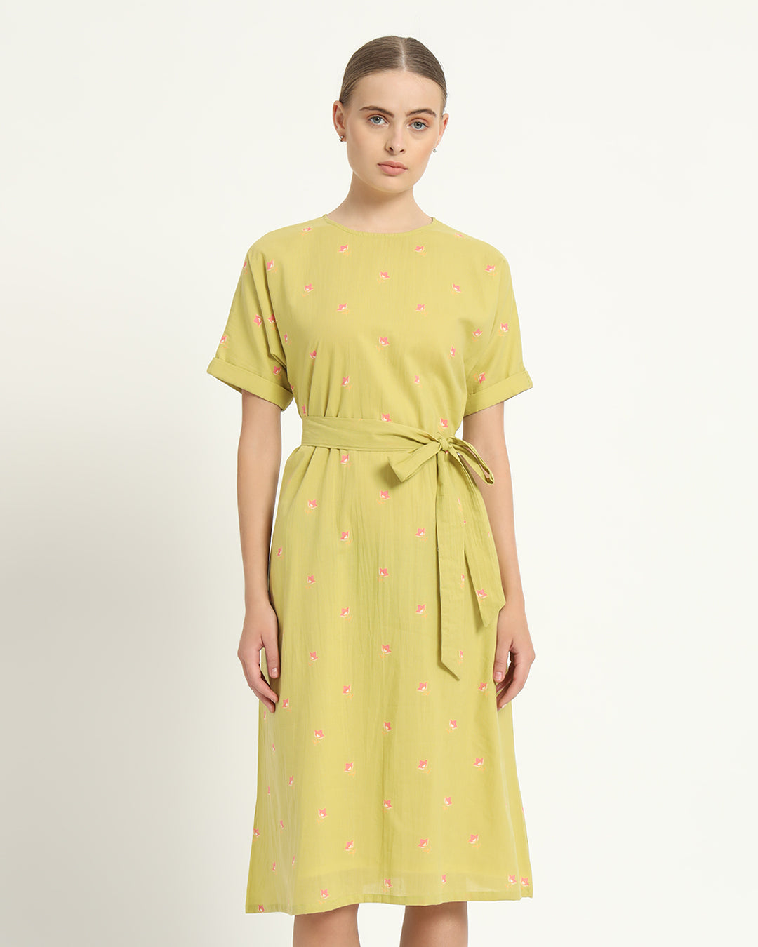 The Tayma Lime Cosmos Cotton Dress