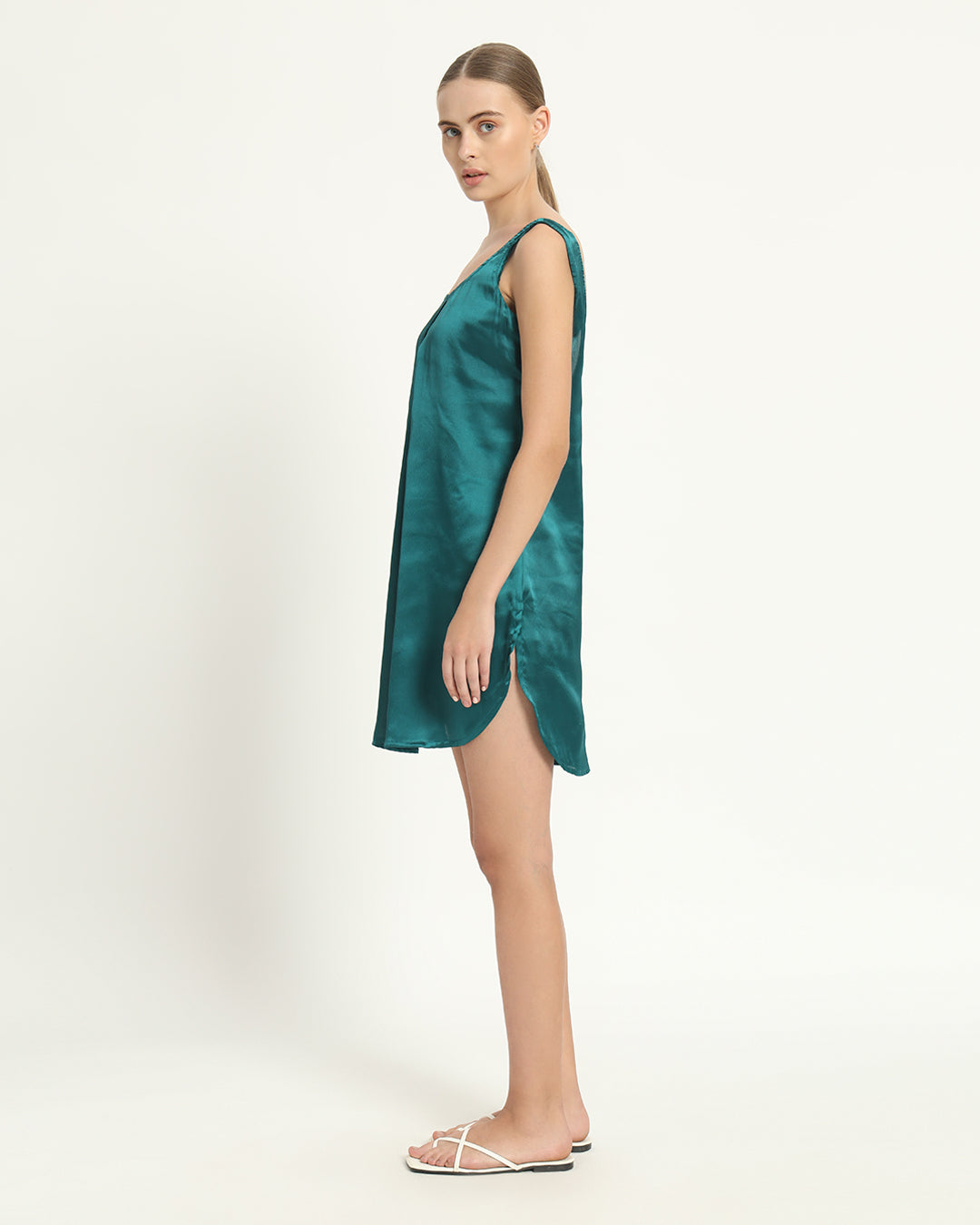 Satin Serenity Deep Teal Night Dress