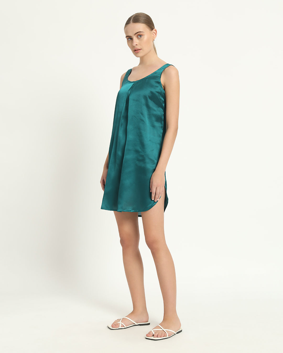 Satin Serenity Deep Teal Night Dress