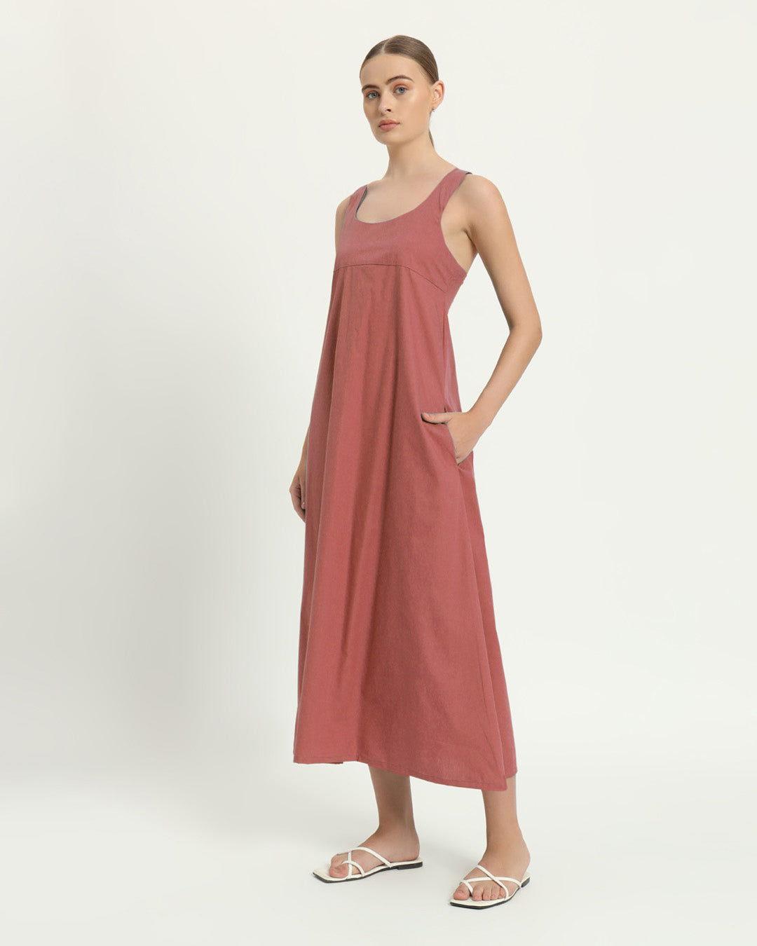 The Magdala Ivory Pink Cotton Dress