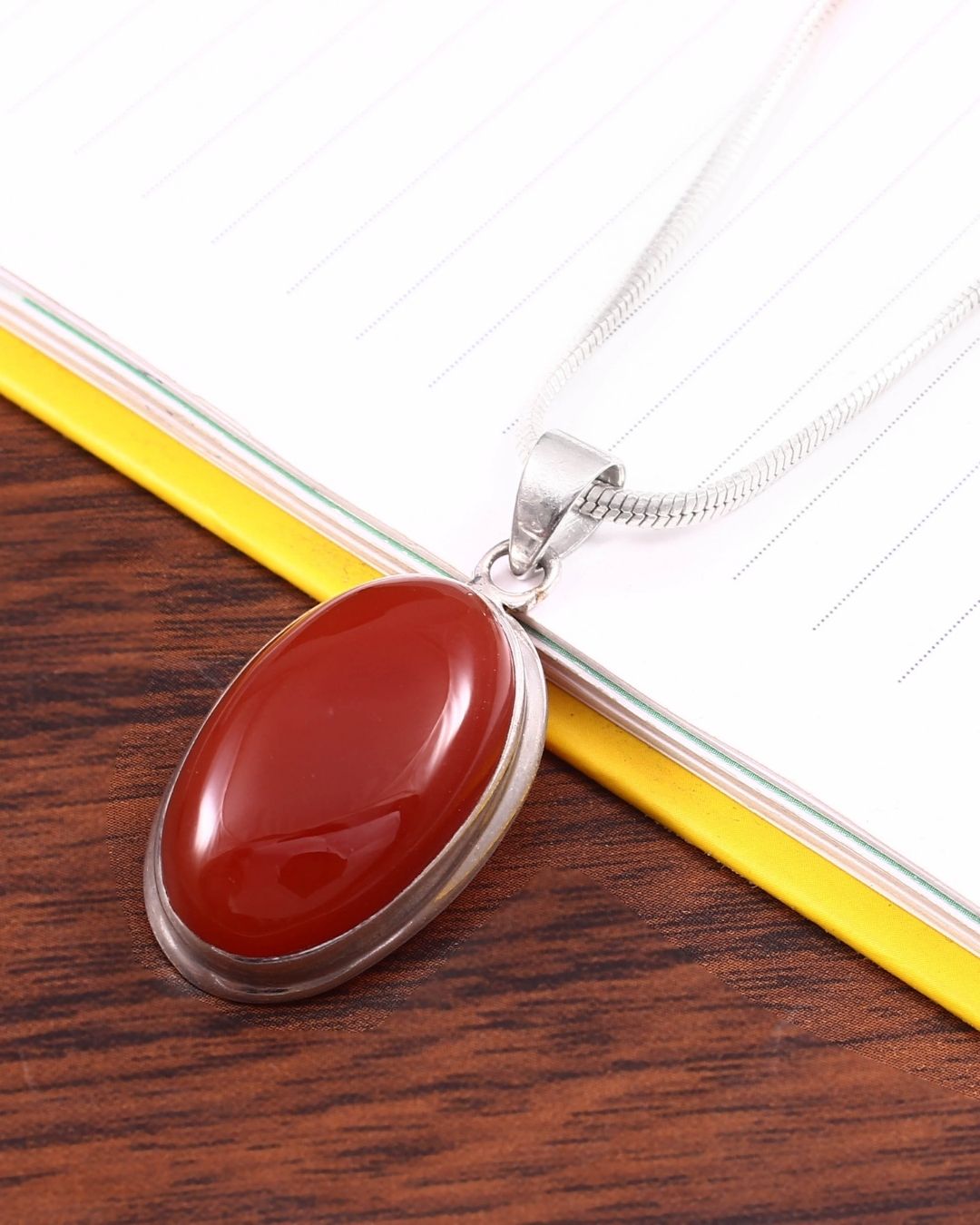 Classic Oval Pendant in Red Onyx