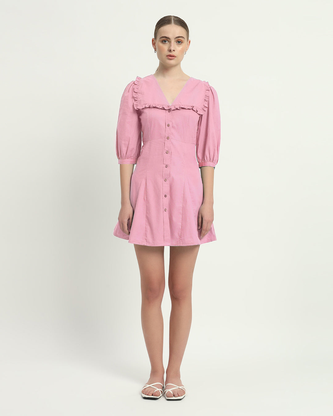 The Isabela Fondant Pink Cotton Dress