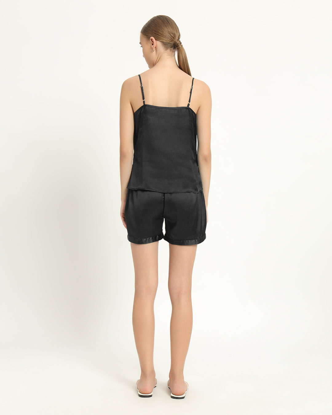 Satin Cowled - Shorts Black PJ Set