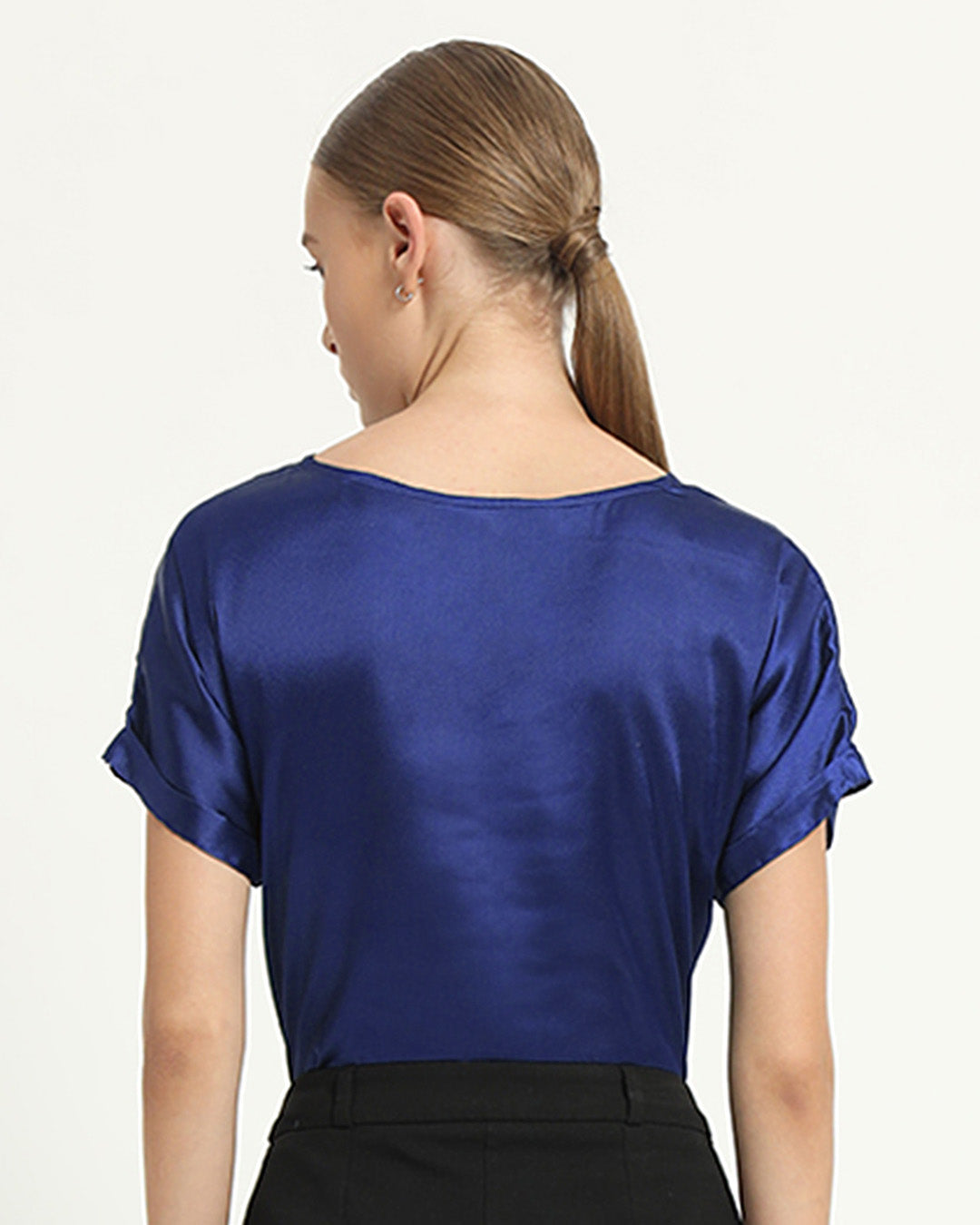 Satin Round Neck Lapis Purple Top