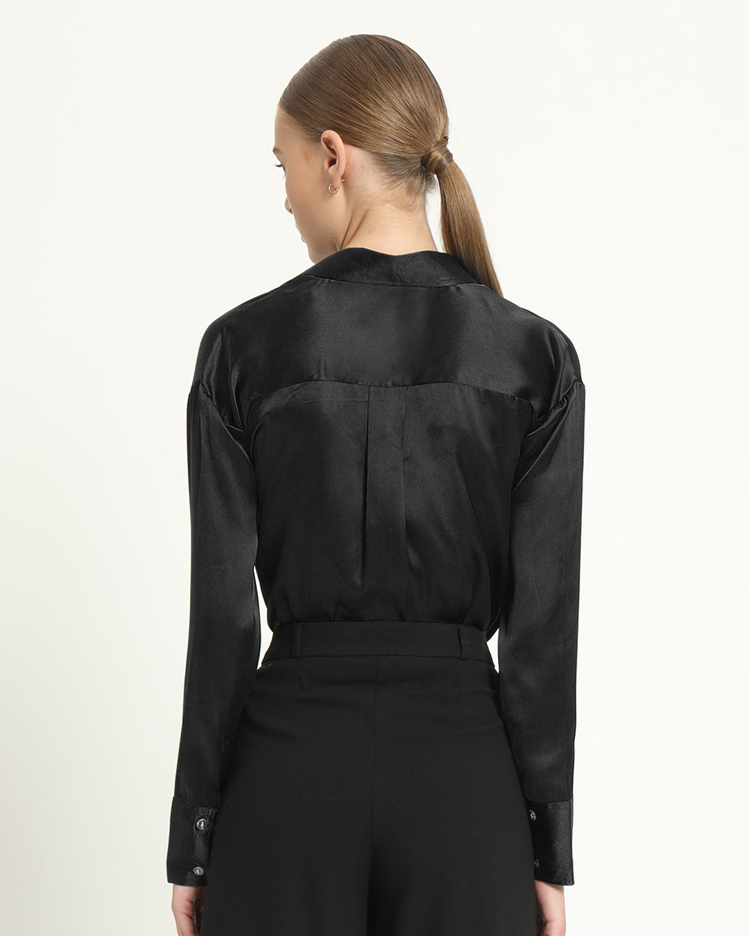 Satin Effect Classic Black Shirt