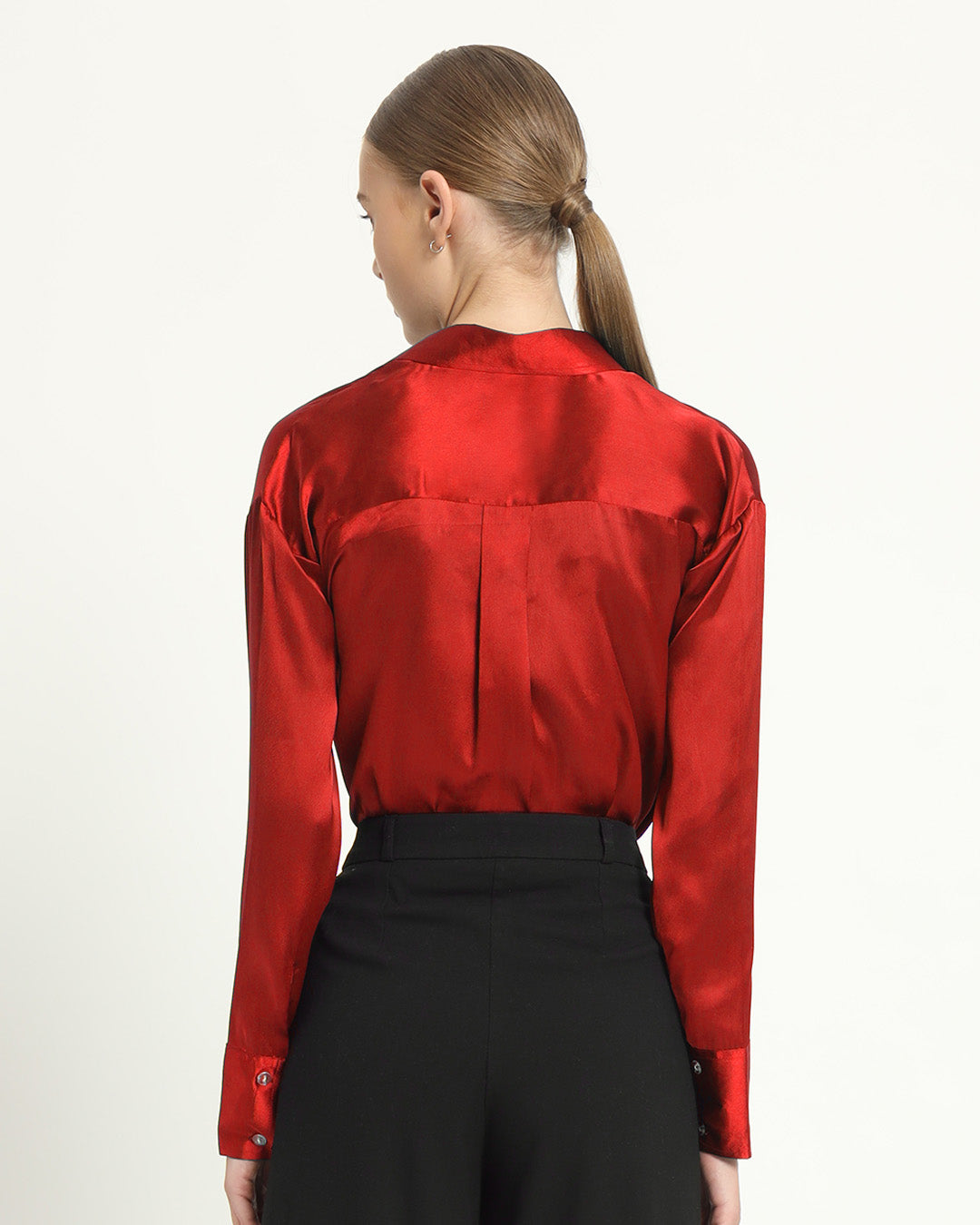 Satin Effect Classic Scarlet Red Shirt