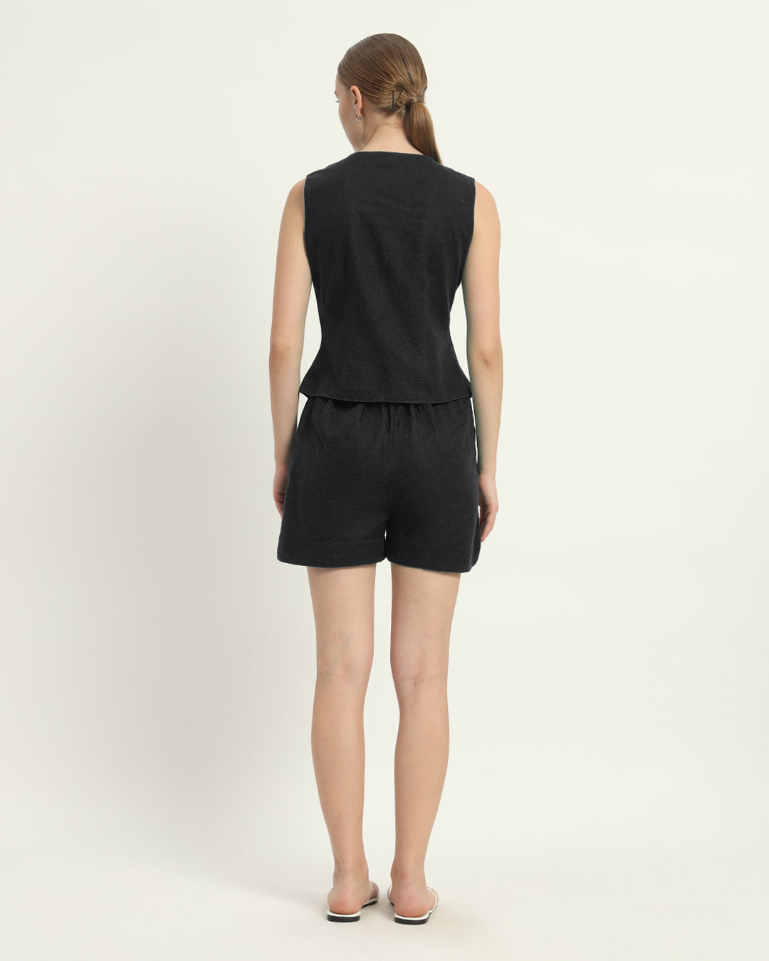 Shorts Matching Set Noir Downtown Diva Vest