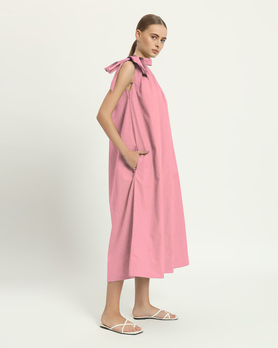 The Strehla Fondant Pink Cotton Dress