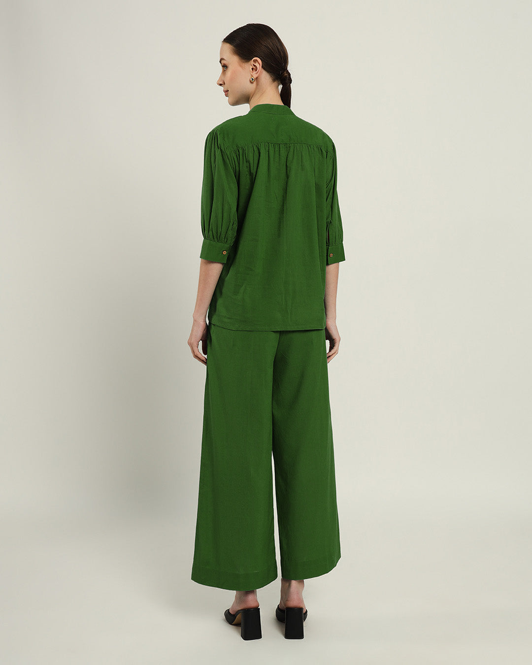 Relaxed Button Dawn Solid Emerald Top (Without Bottoms)