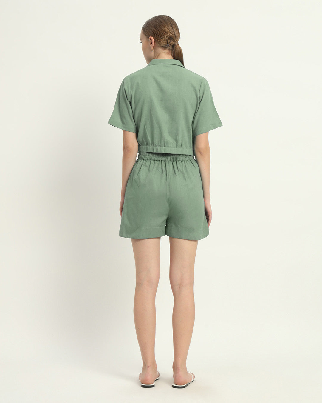 Shorts Matching Set Mint Crop Shirt