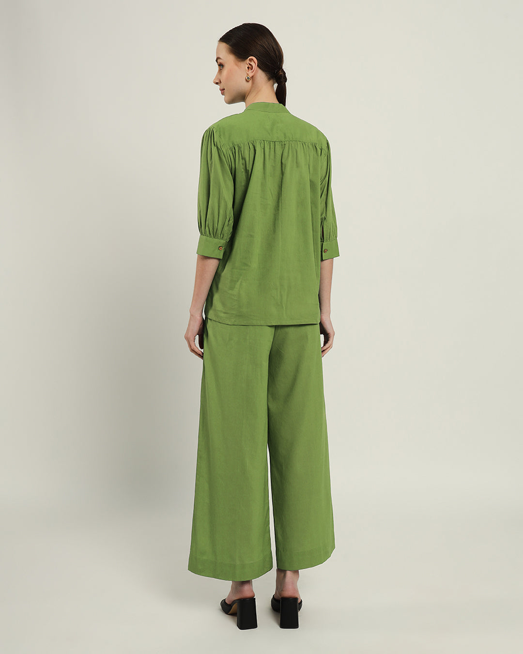 Relaxed Button Dawn Solid Fern Top (Without Bottoms)