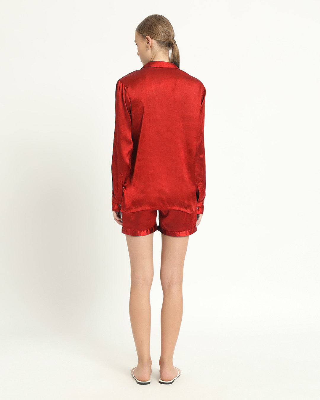 Satin Tailored - Shorts Scarlet Red PJ Set