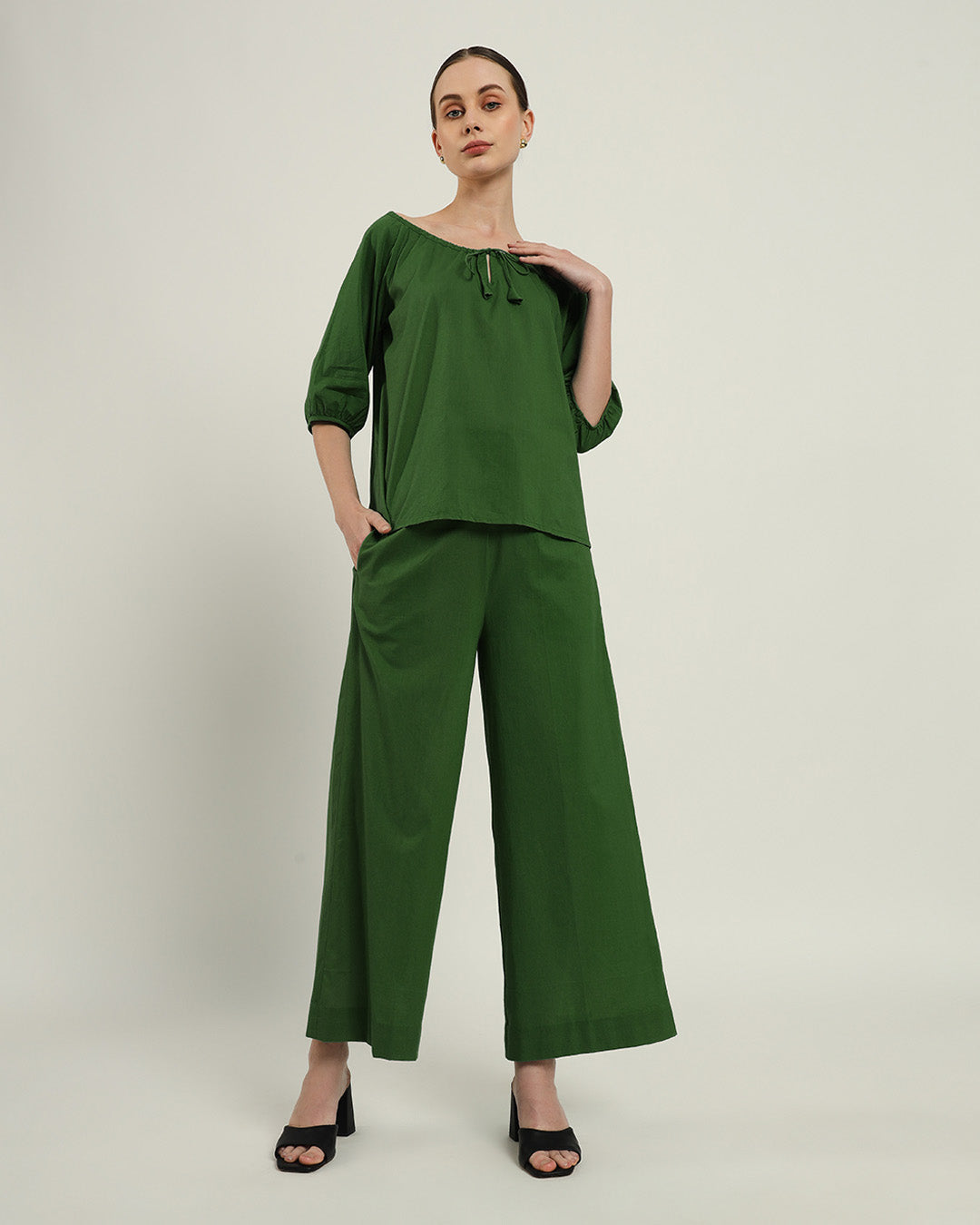 Effortless BowtNeck Emerald Top (Without Bottoms)