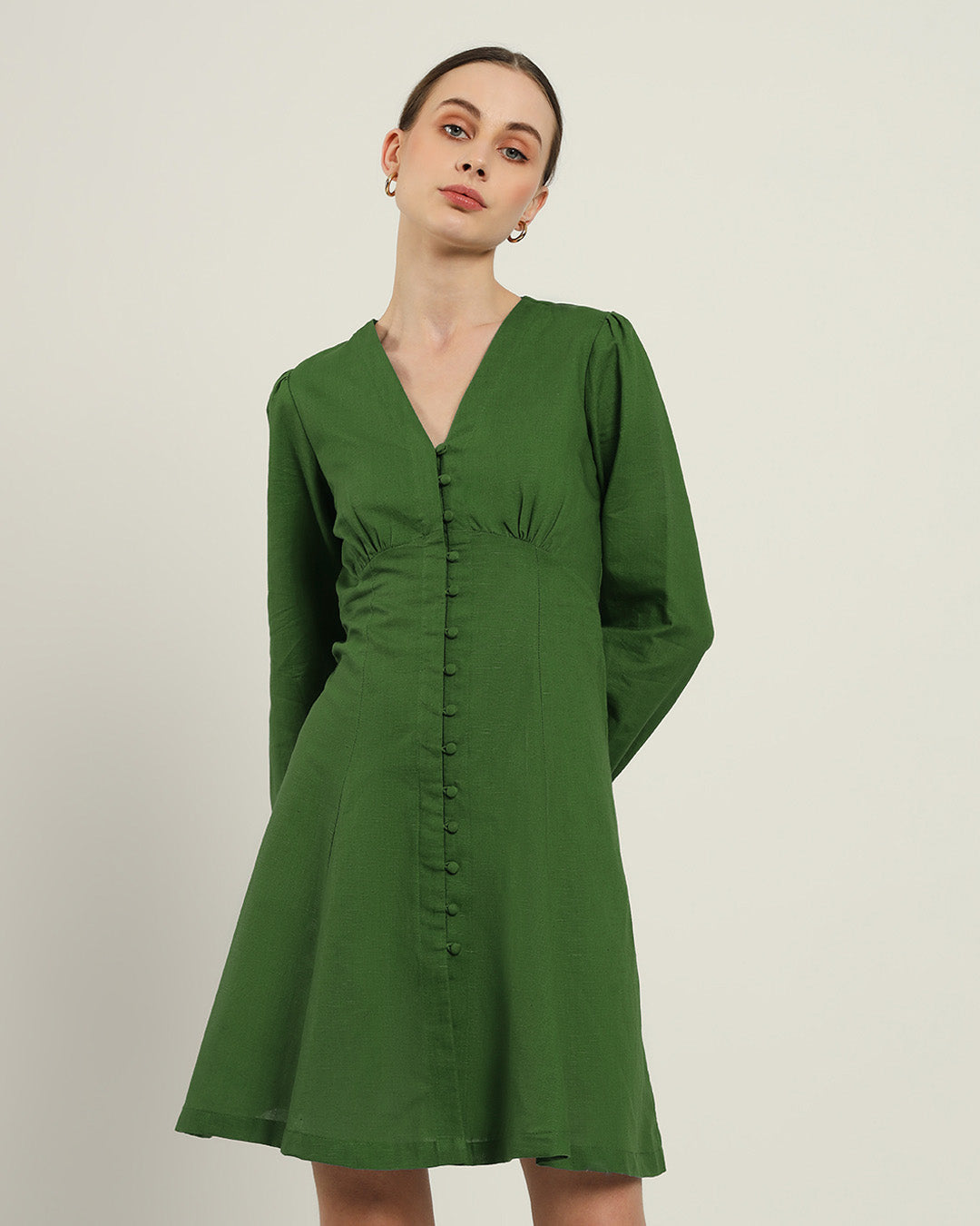 The Dafni Emerald Cotton Dress