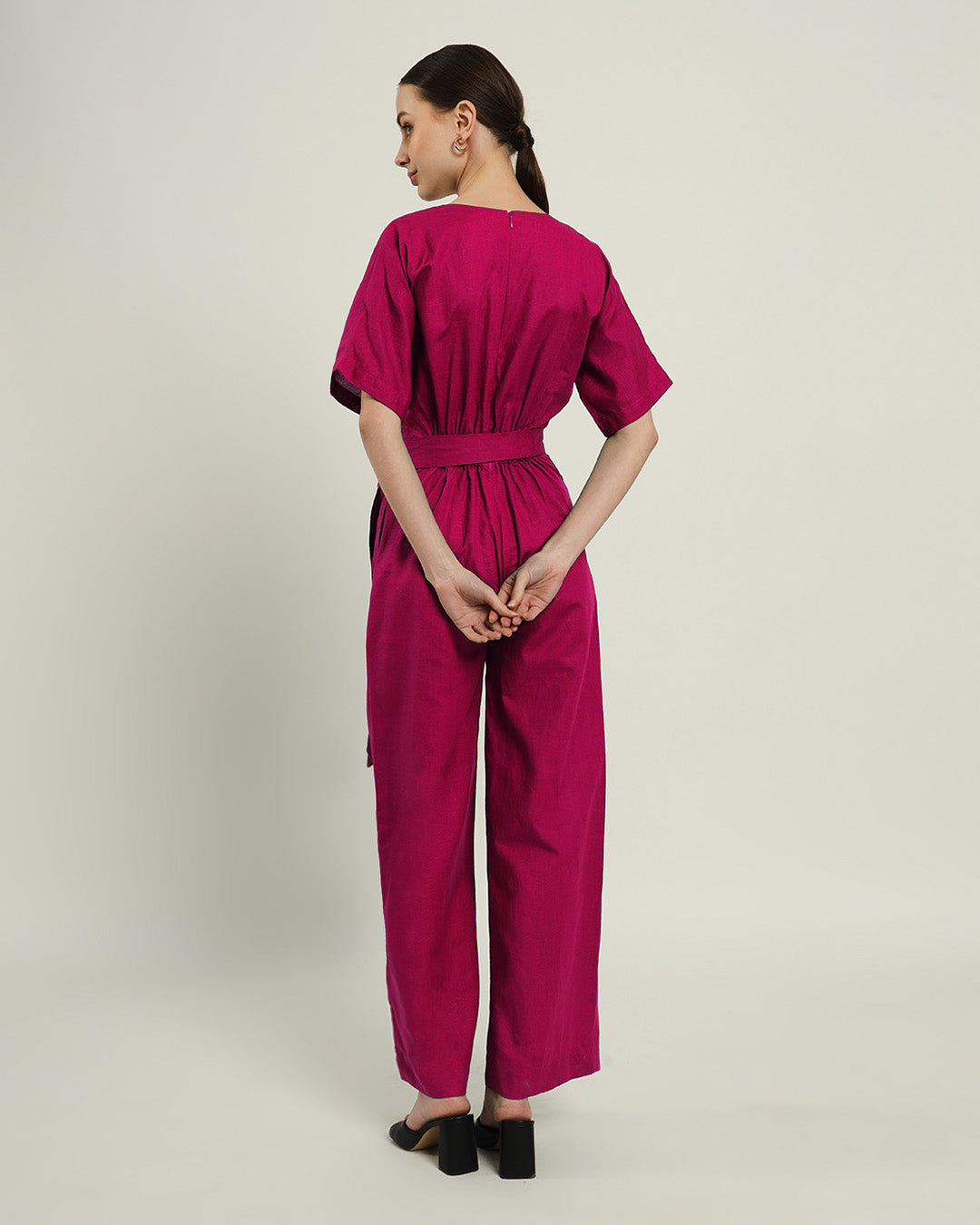 Sunny Things V Neck Berry Jumpsuit