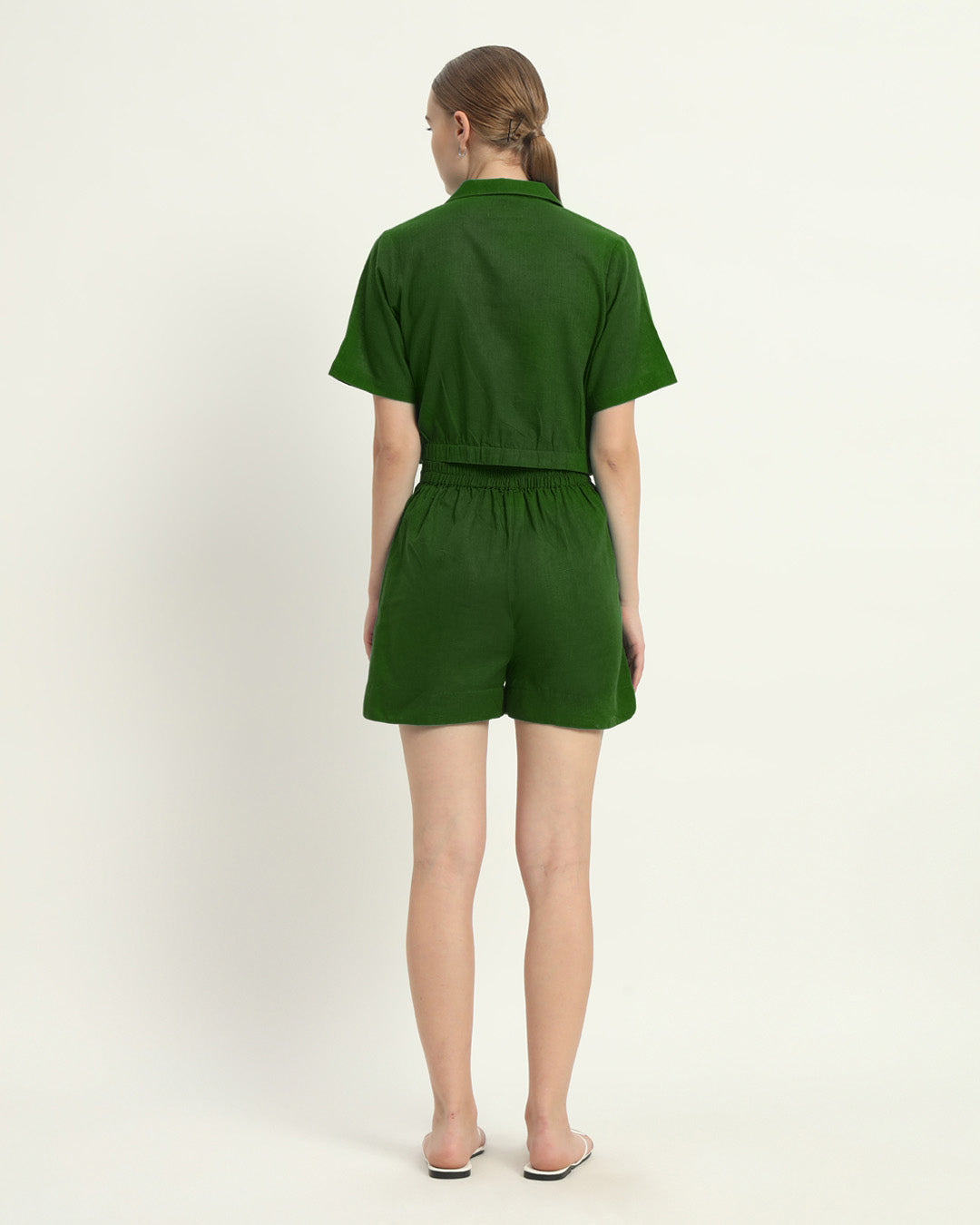 Crop Shirt Shorts Emerald Co-ord Set