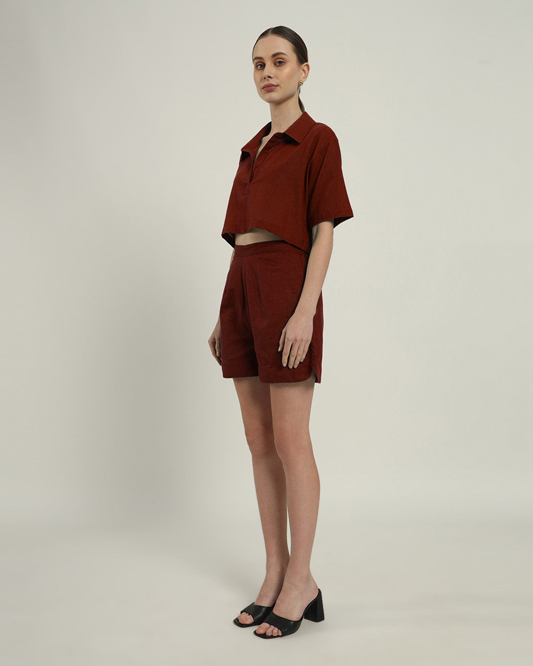 Cityspace Shirt Collar Crop Rouge Co-ord Set