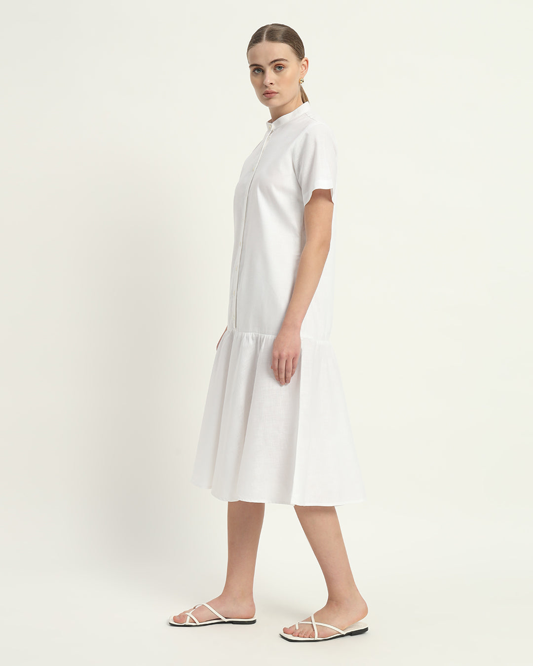 The Melrose Daisy White Linen Dress