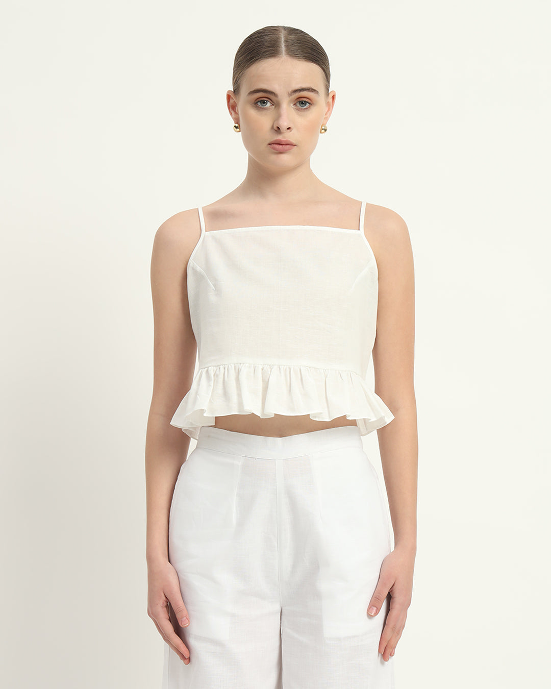 Whimsical Willow White Linen Top (Without Bottoms)
