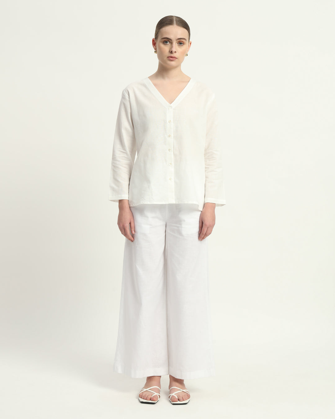 Classic Grace White Linen Top (Without Bottoms)