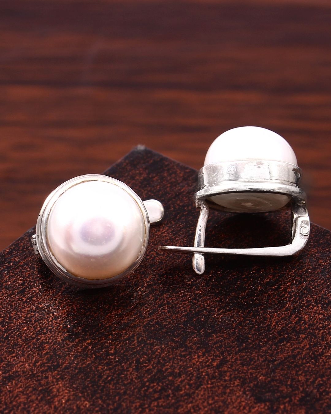 Classic Round in White Pearl Earrings