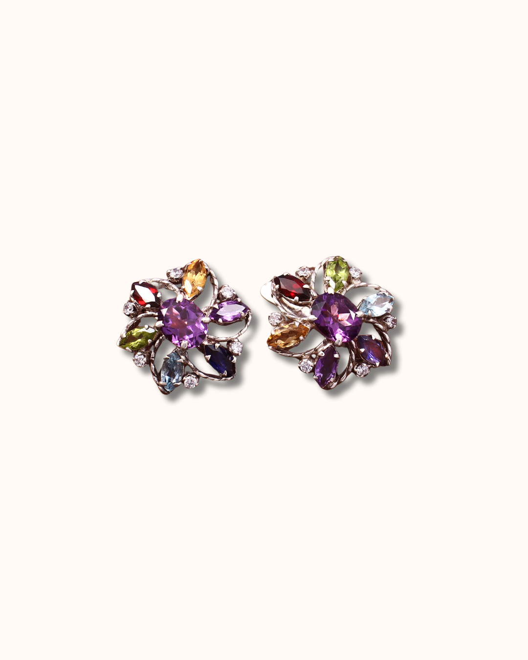 Mulitstone Flower Earrings