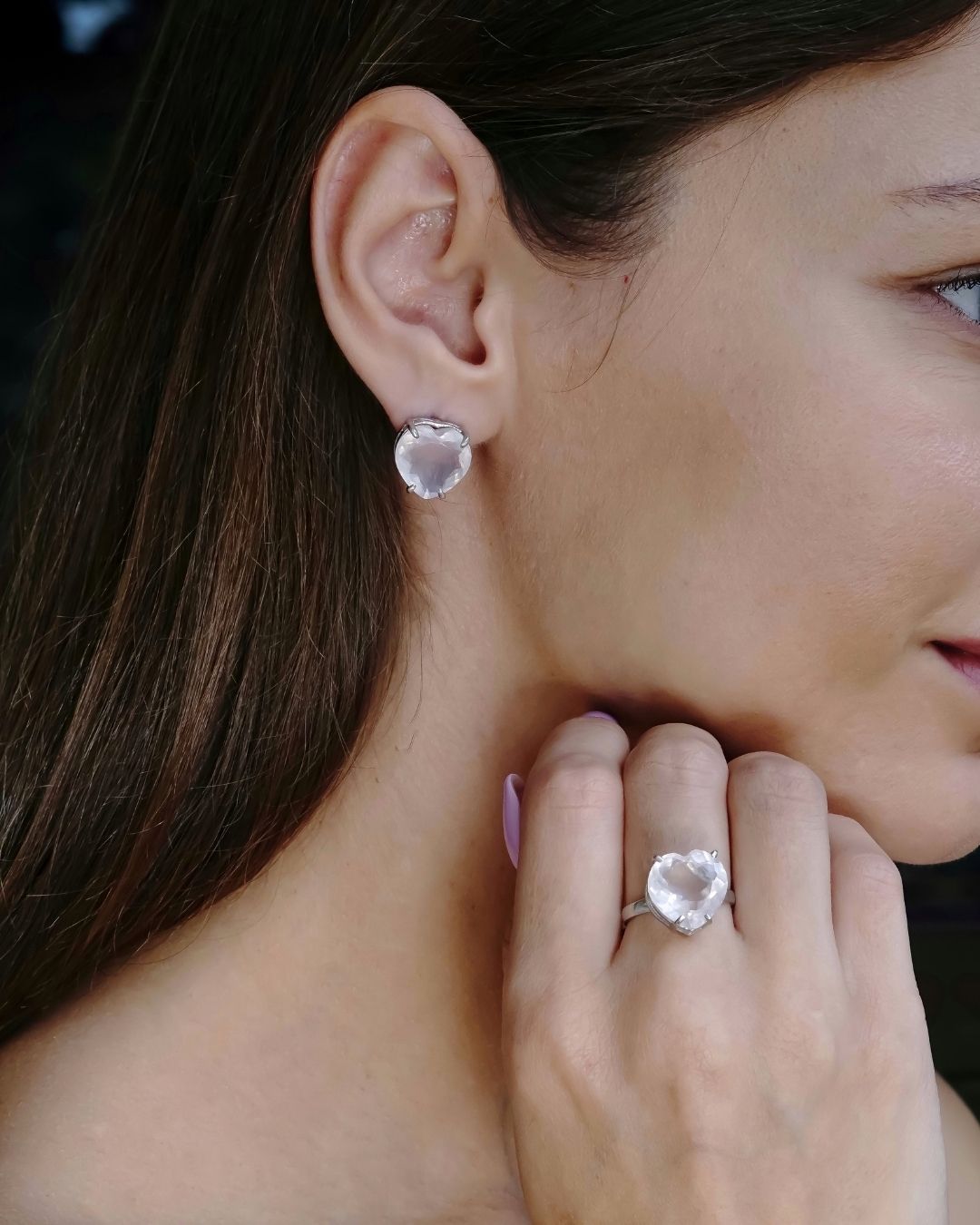 Love Knot earrings in Rose Quartz