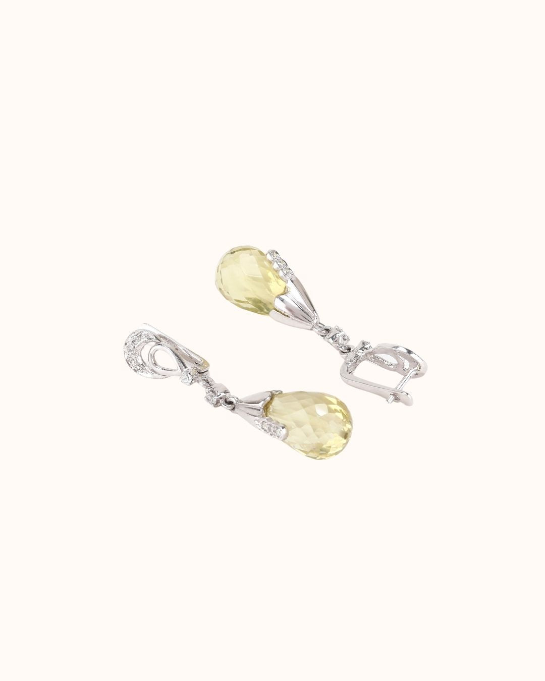 Dangling Pear Drop Earrings in Lemon Quartz