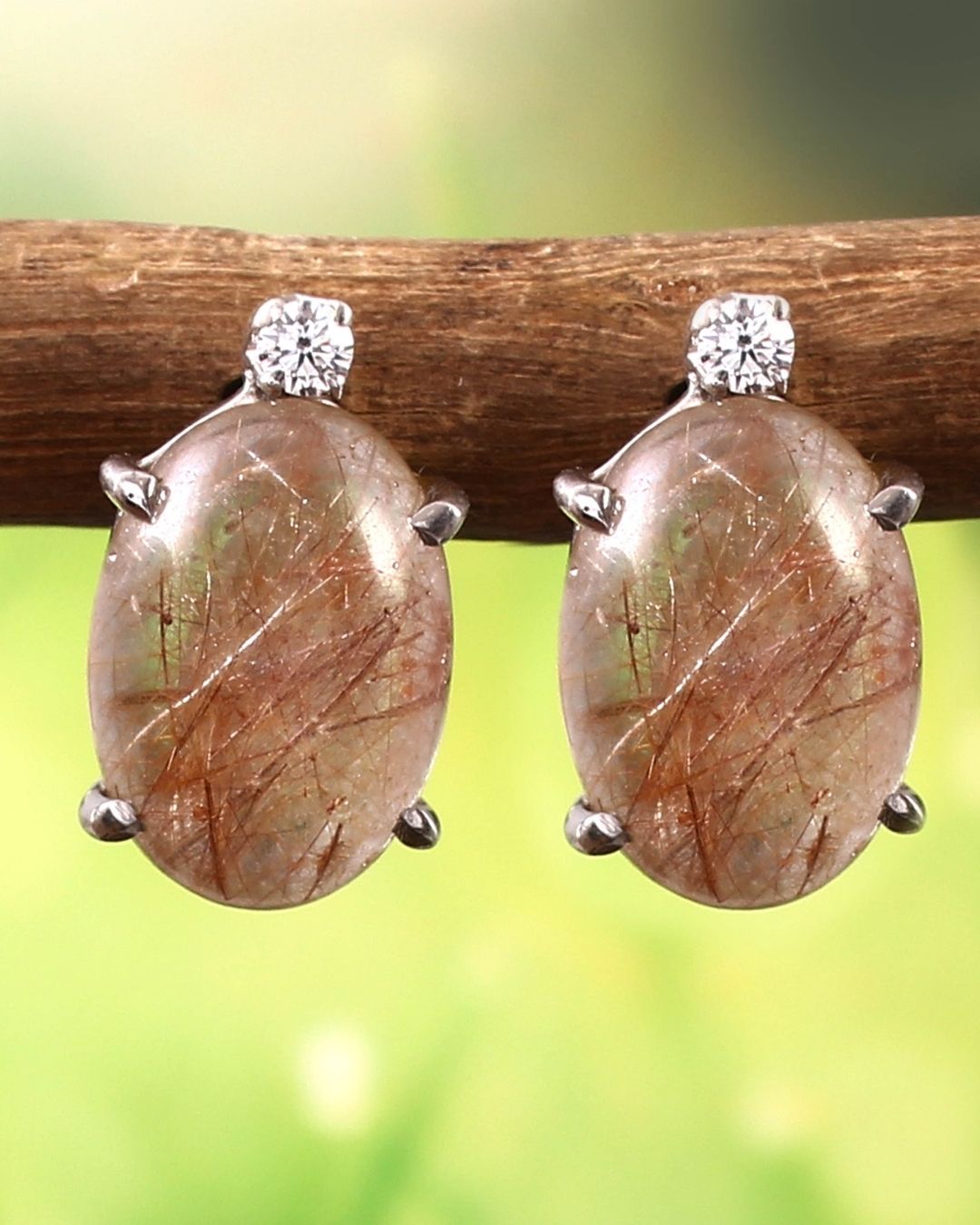 Shooting Star Earrings in Golden Rutile