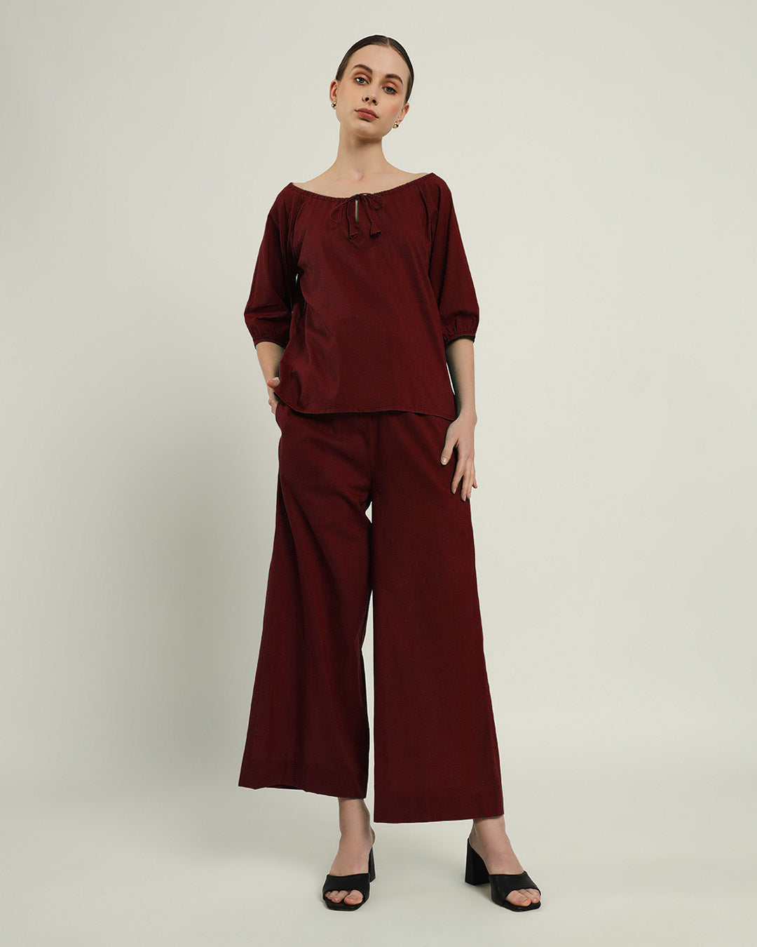 Effortless BowtNeck Rouge Top (Without Bottoms)