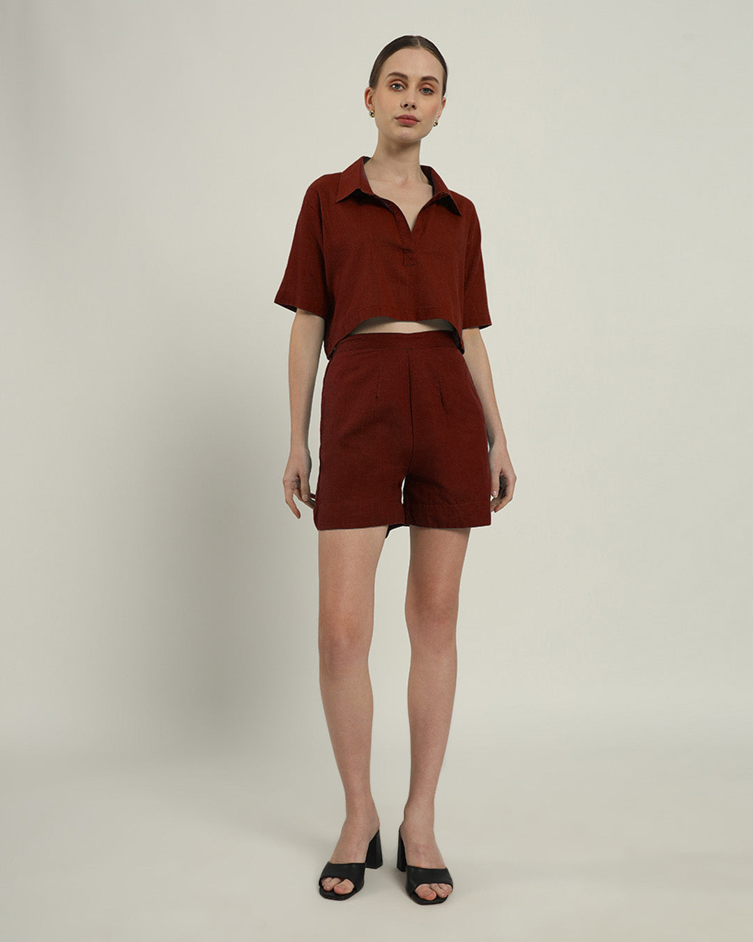 Cityspace Shirt Collar Crop Rouge Co-ord Set