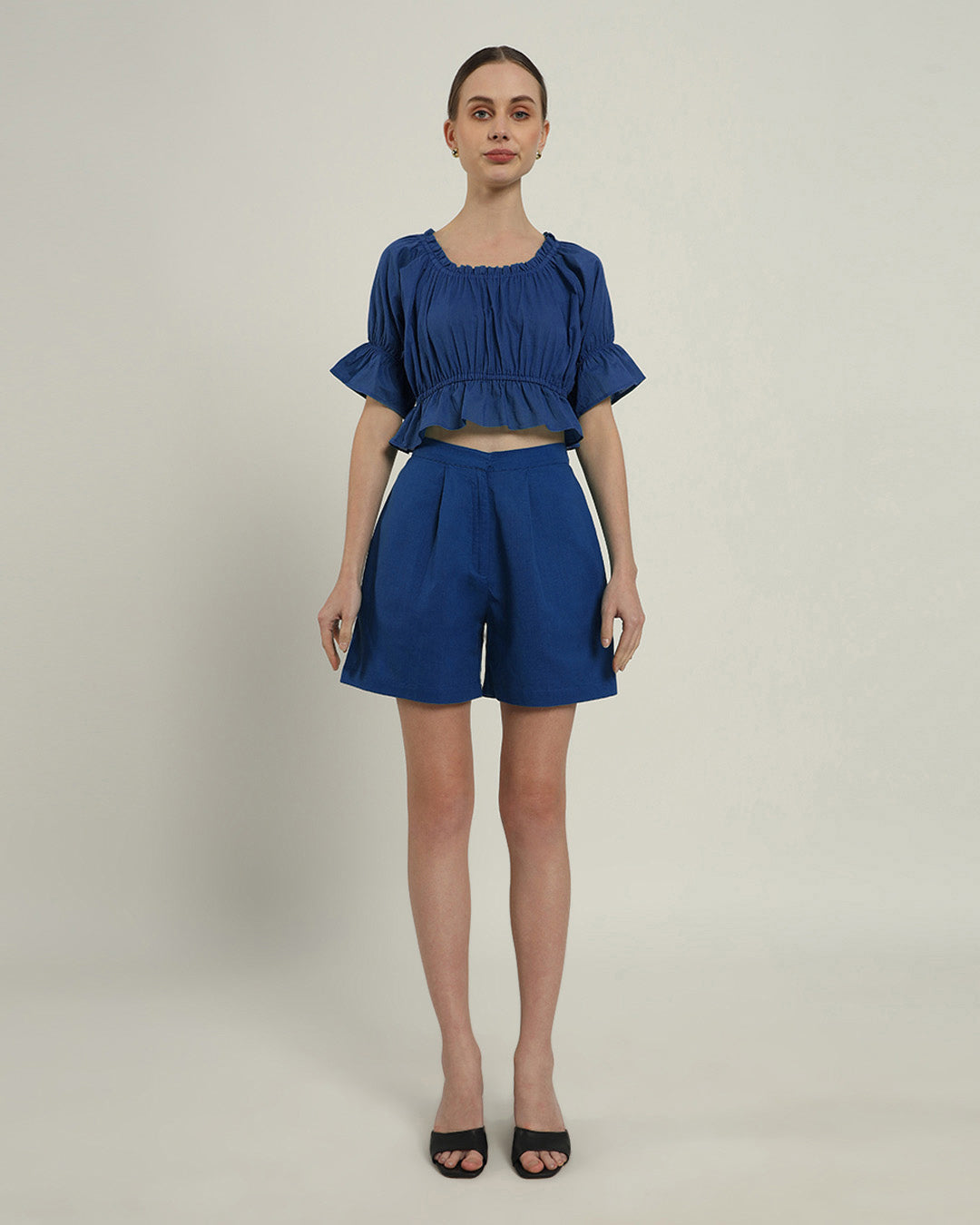 Radiant Ruche Solid Cobalt Co-ord Set