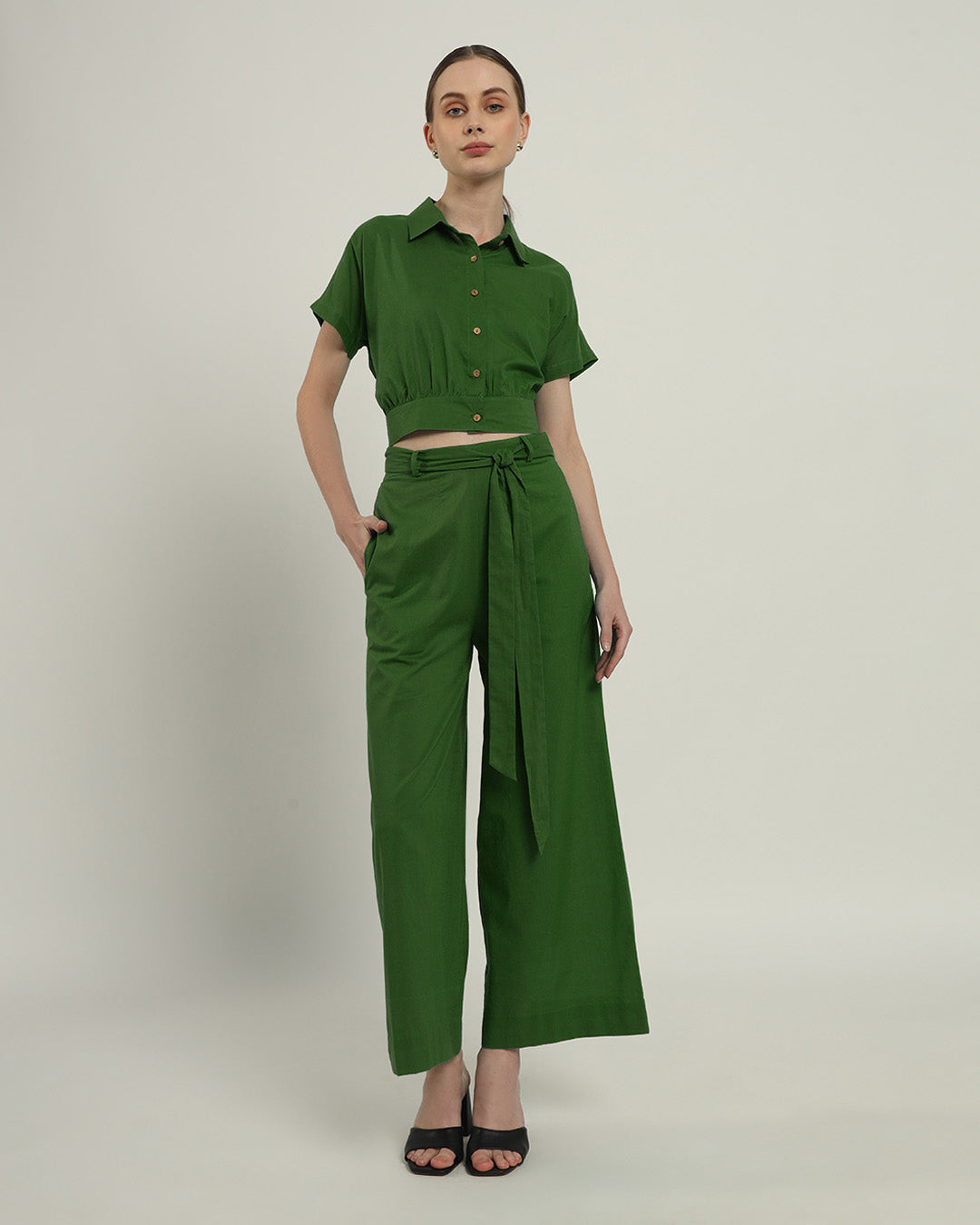 Chic Crop Solid Emerald Top (Without Bottoms)