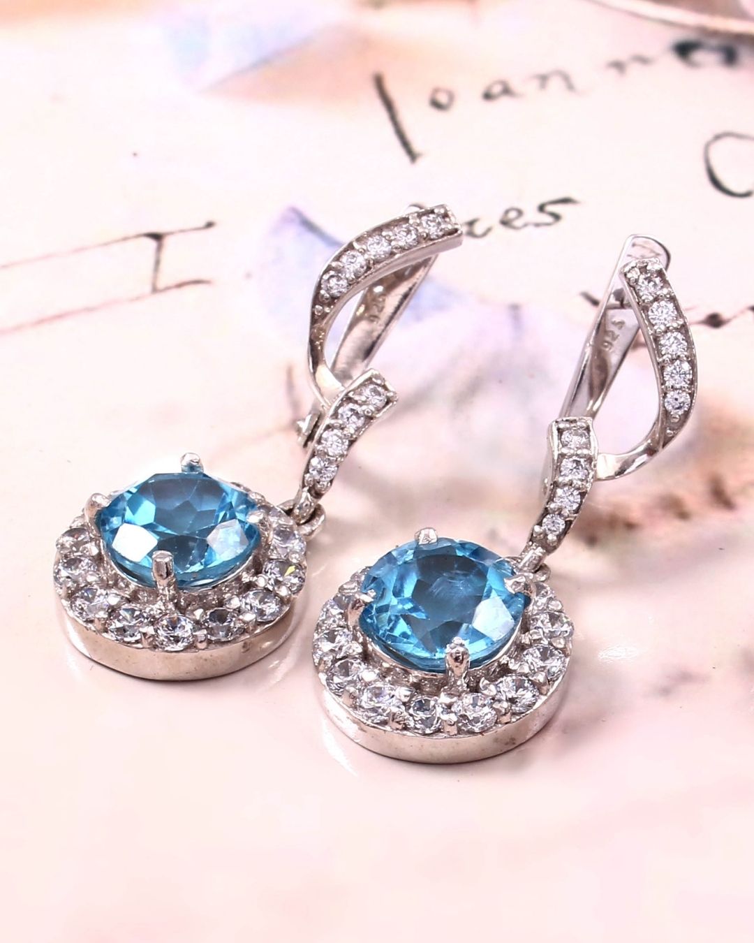 Swirl Blue Topaz Earrings