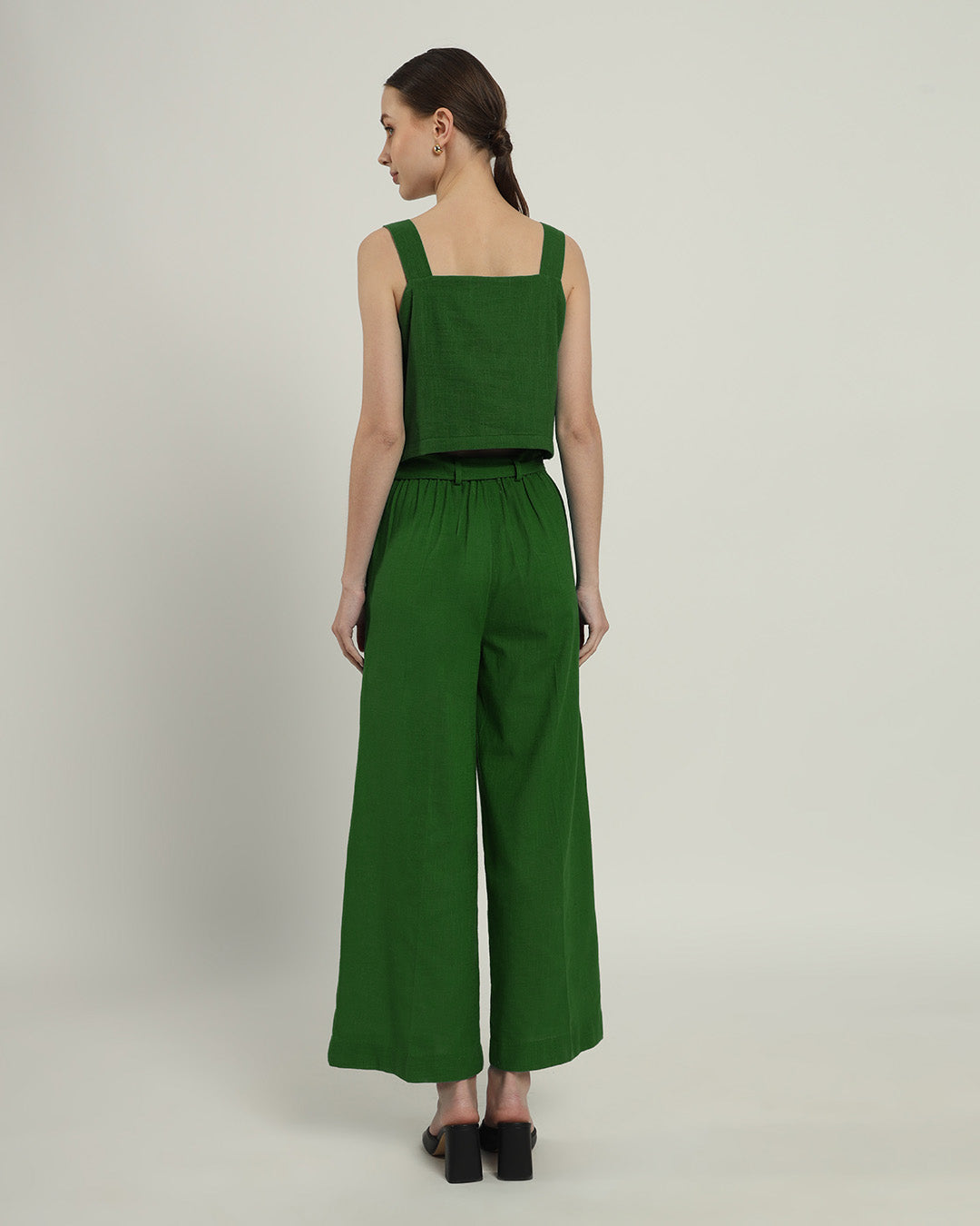 Sleek Square Crop Solid Emerald Top (Without Bottoms)