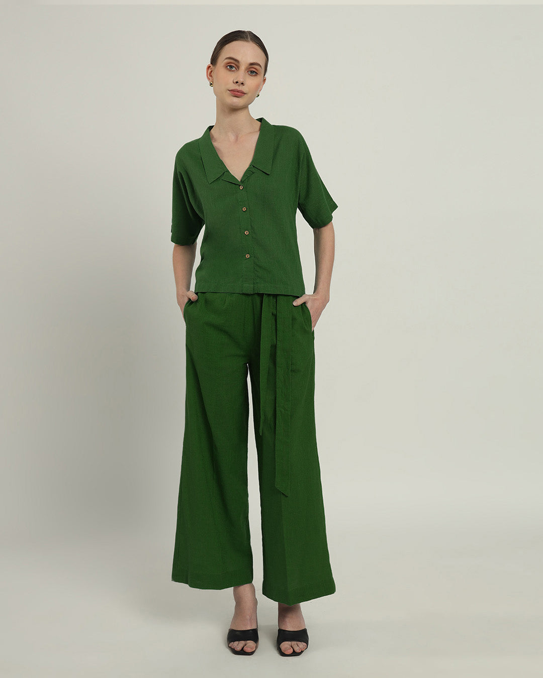 Feeling Easy Collar Neck Emerald Top (Without Bottoms)