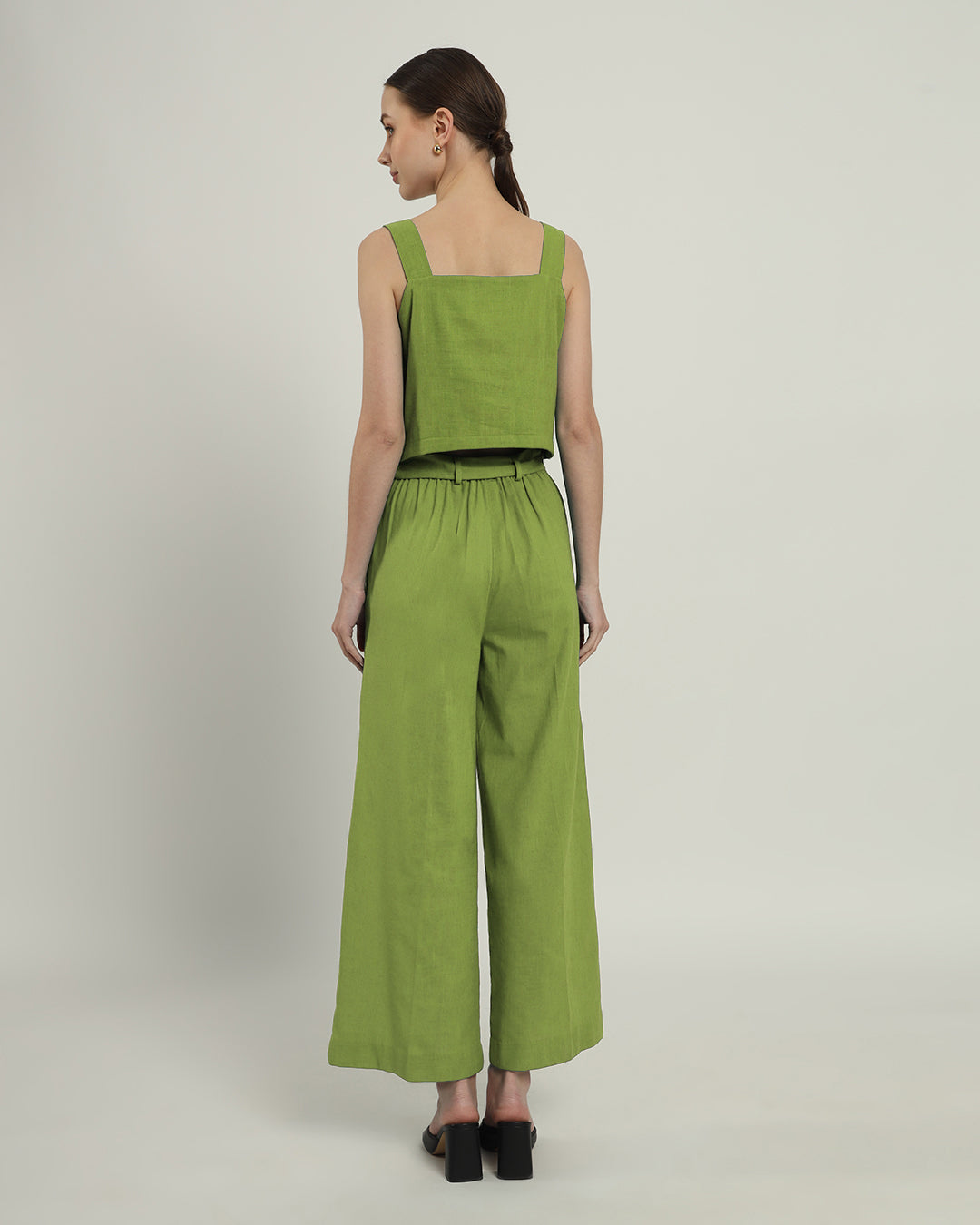 Sleek Square Crop Solid Fern Top (Without Bottoms)