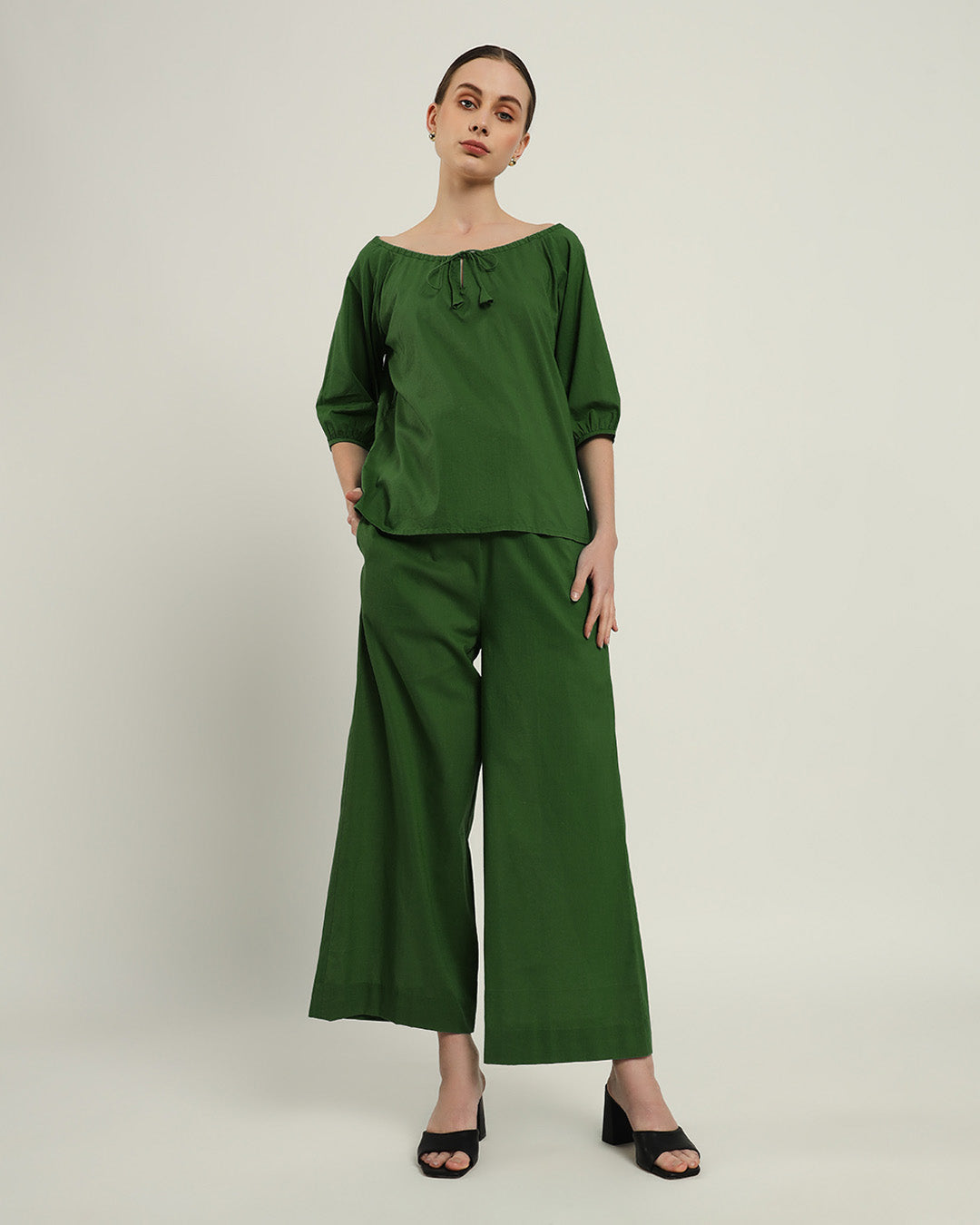 Effortless BowtNeck Emerald Top (Without Bottoms)